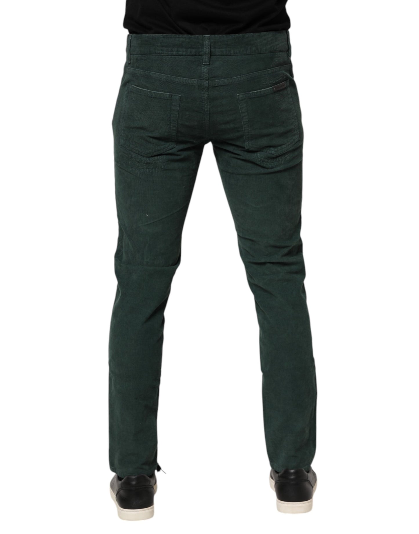 Dolce & Gabbana Green Cotton Corduroy Skinny Pants