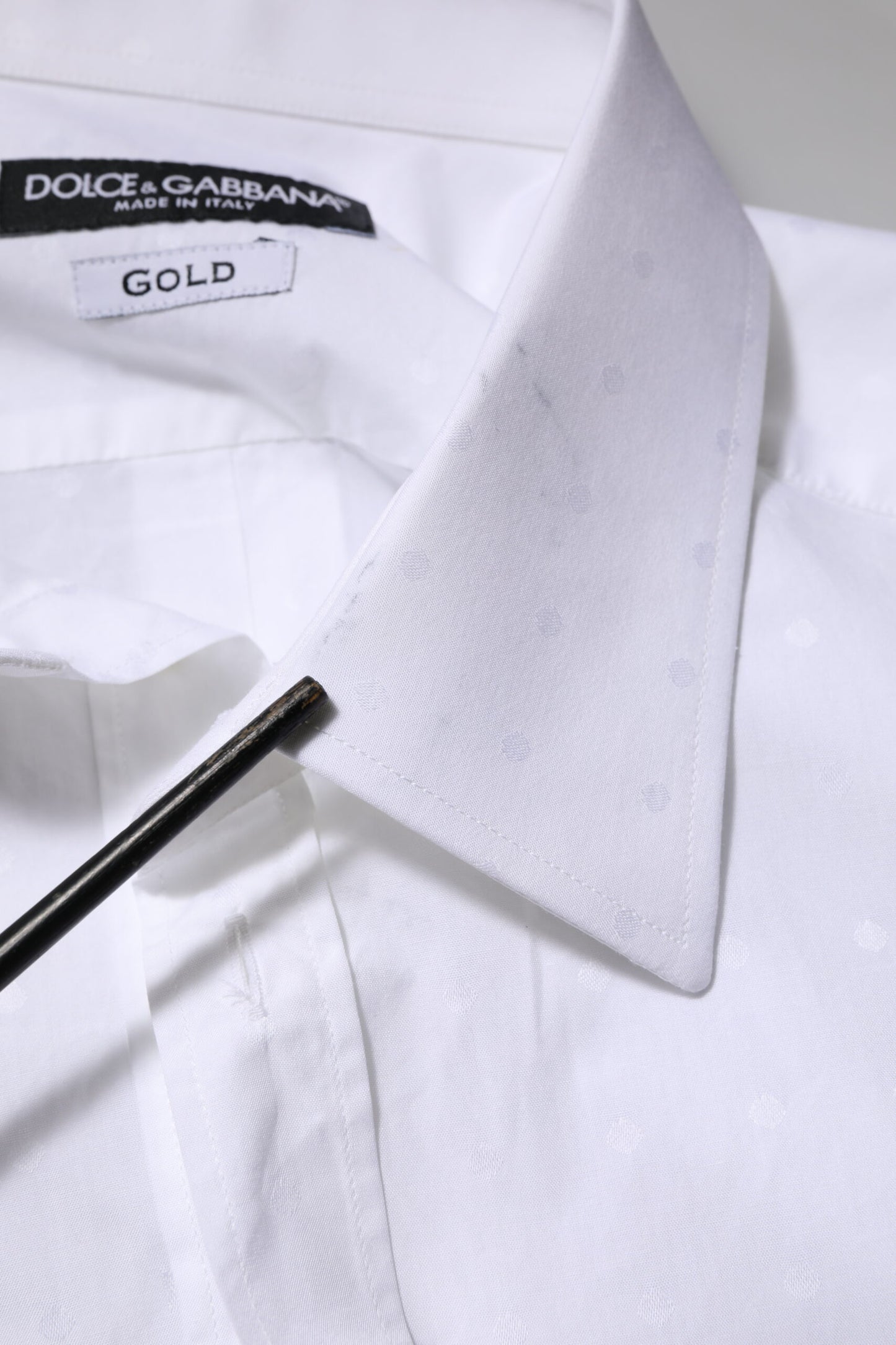 Dolce & Gabbana White Cotton GOLD Dress Formal Shirt