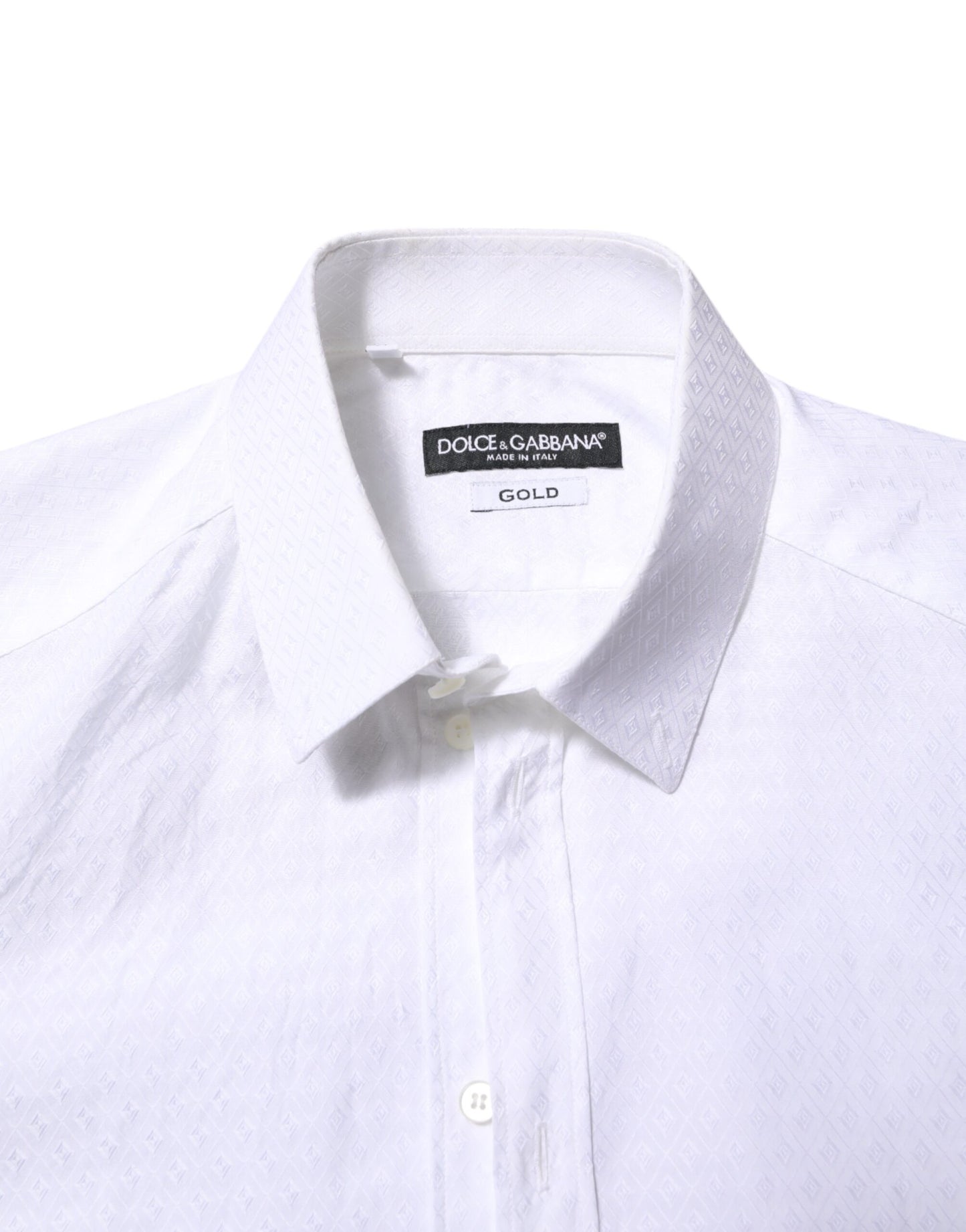 Dolce & Gabbana White Cotton GOLD Long Sleeves Formal Shirt
