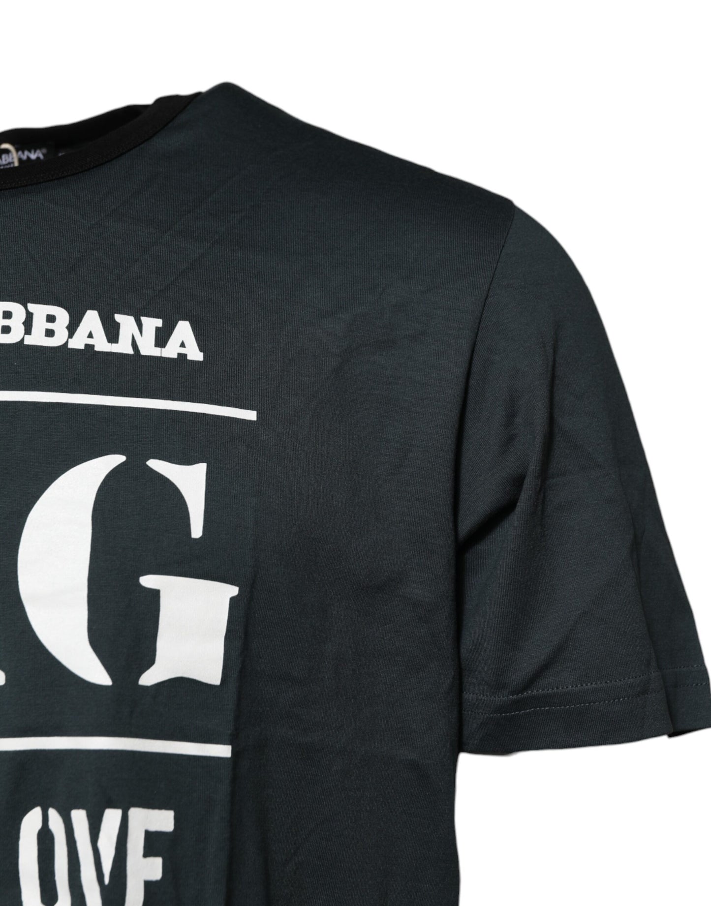 Dolce & Gabbana Black Cotton Printed Short Sleeves T-shirt
