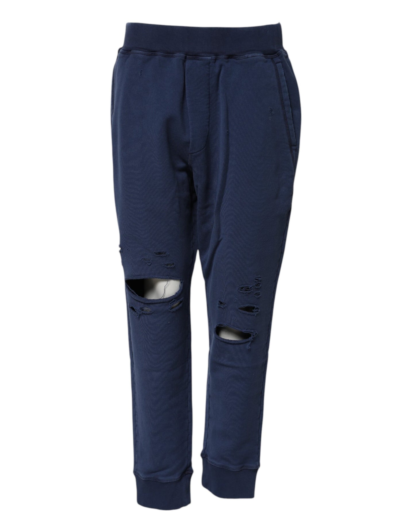 Dsquared² Blue Cotton Mid Waisted Jogger Pants