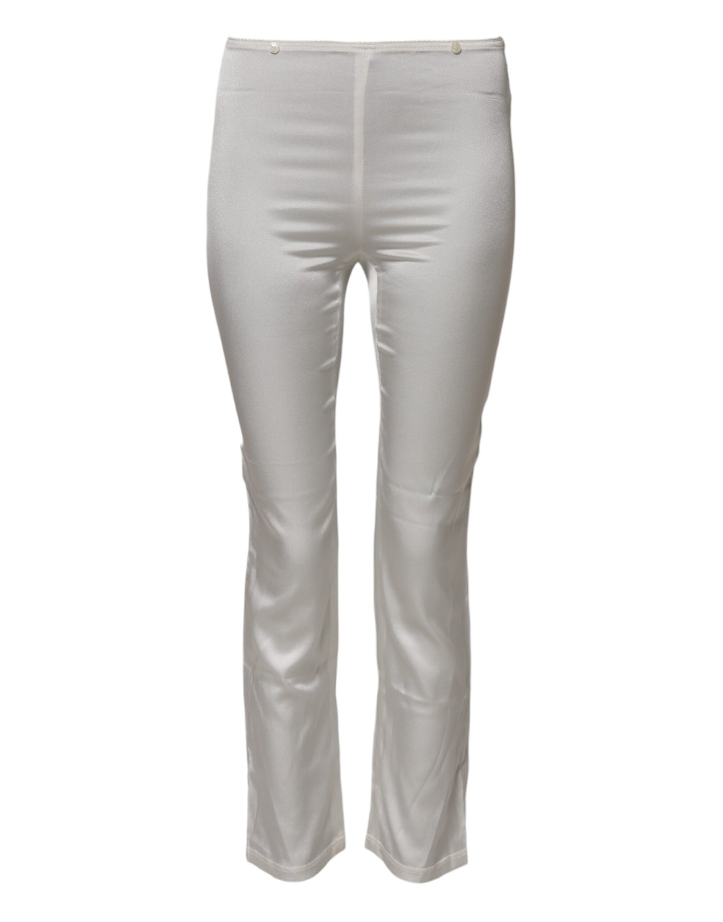 Dolce & Gabbana Ivory Silk Tapered High Waist Pants