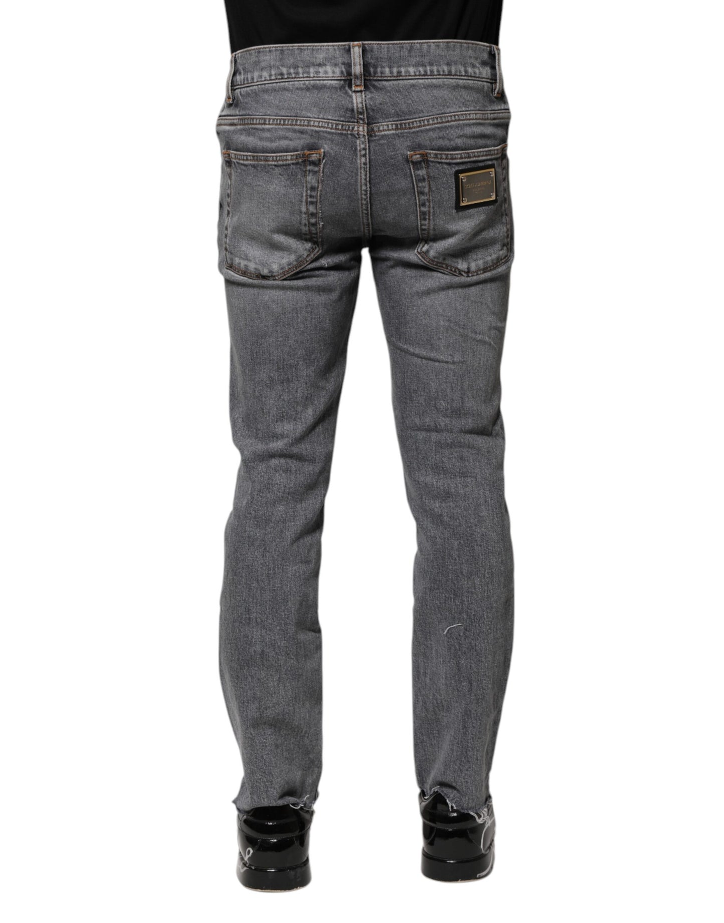 Dolce & Gabbana Gray Cotton Skinny Denim Trouser Jeans