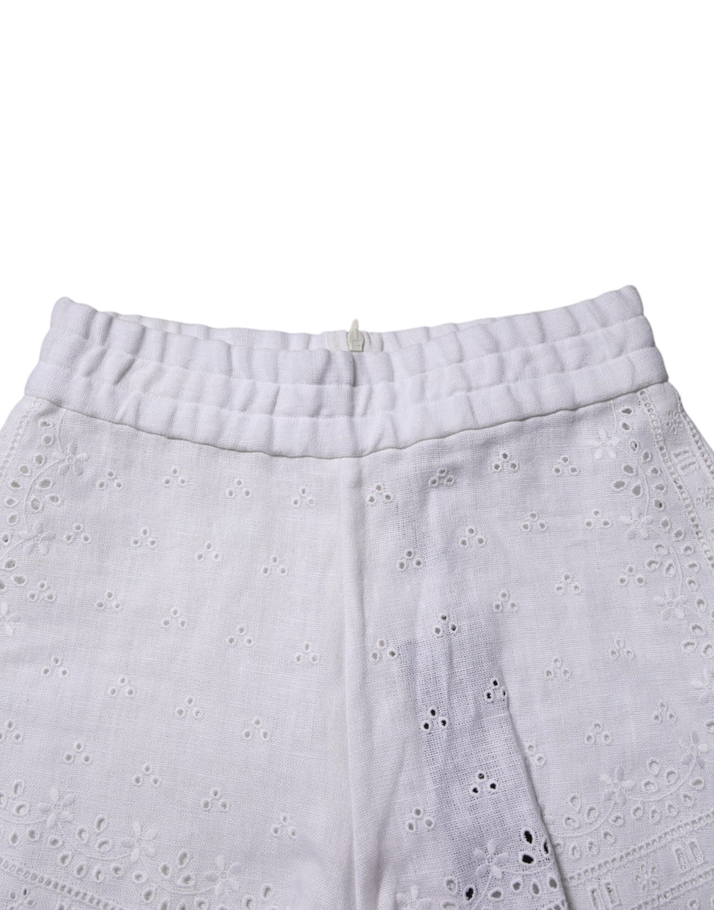 Dolce & Gabbana White Linen High Waisted Hot Pants Shorts