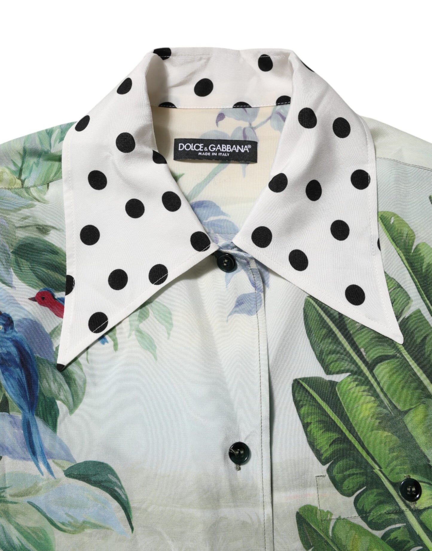 Dolce & Gabbana Multicolor Printed Silk Collared Shirt Top