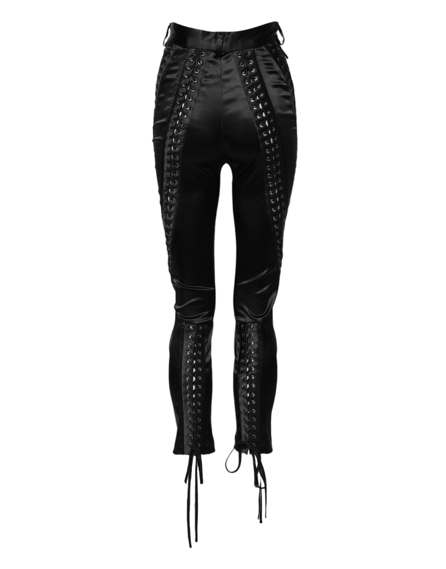 Dolce & Gabbana Black Lace Details High Waist Skinny Pants