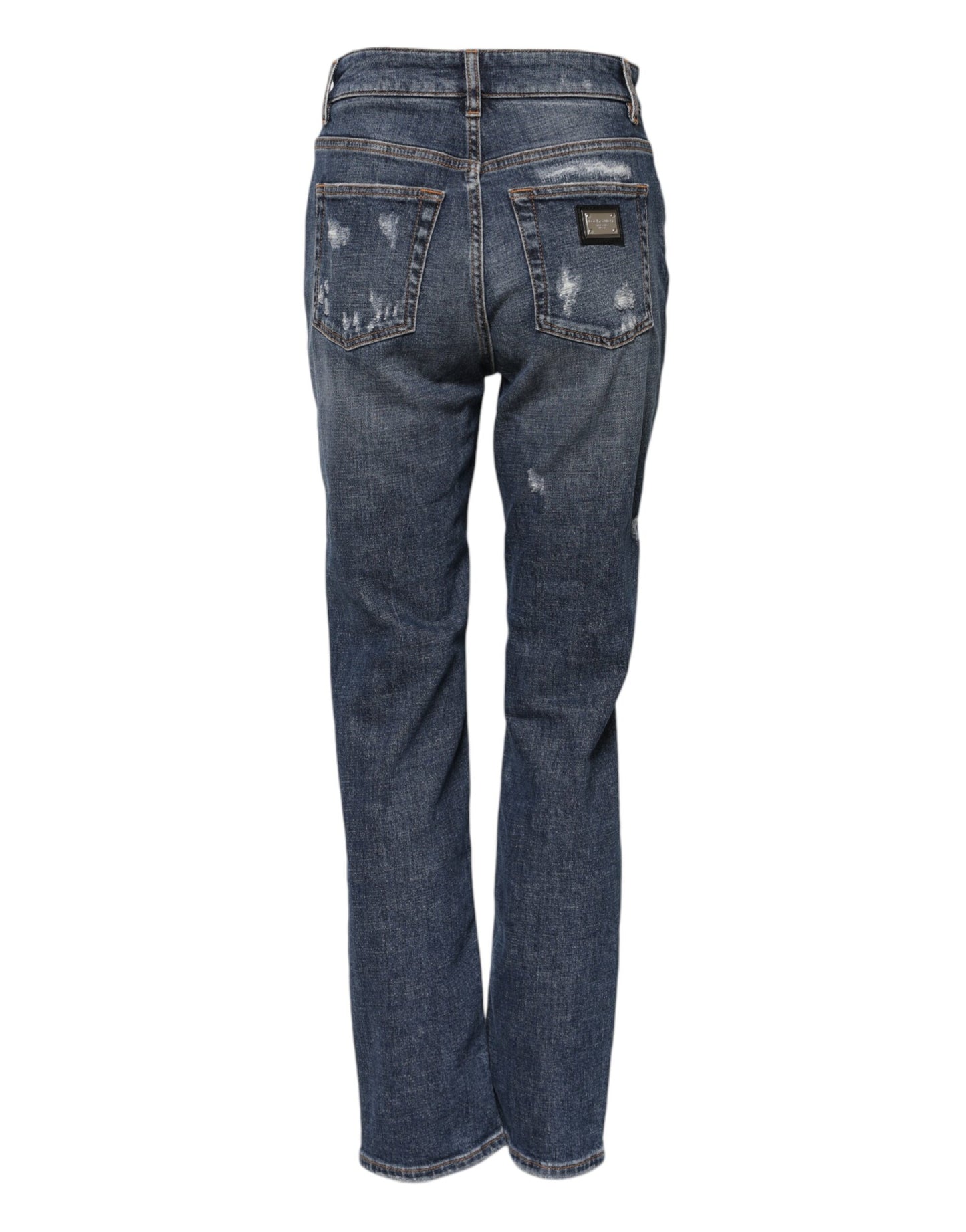 Dolce & Gabbana Blue Cotton Boyfriend Tattered Denim Jeans