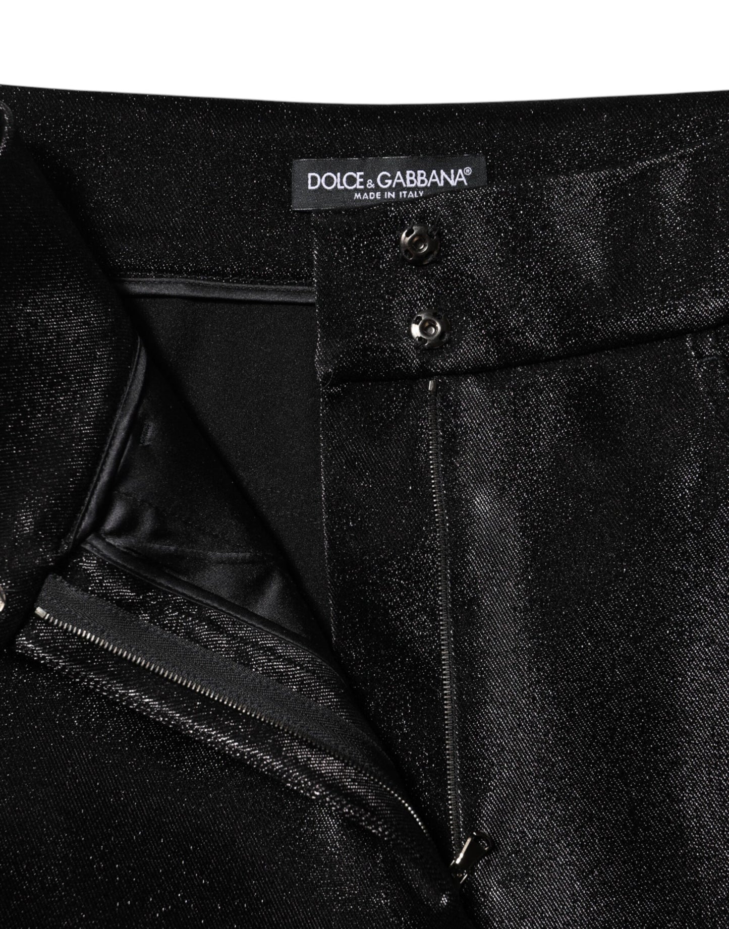 Dolce & Gabbana Black Cotton Stretch Lurex Thread Skinny Pants