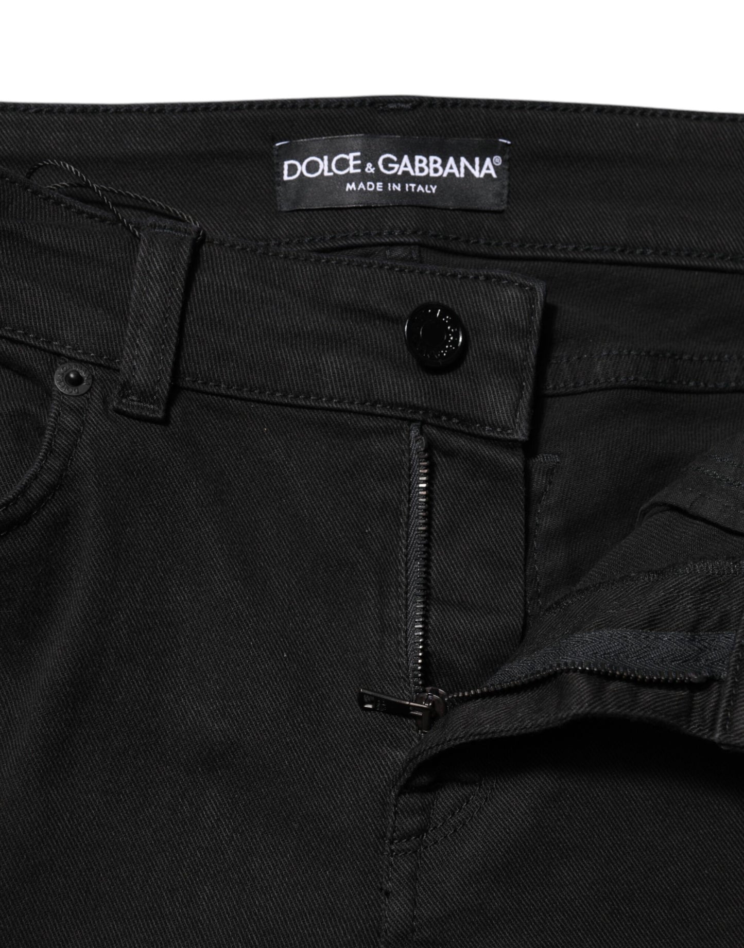 Dolce & Gabbana Black Cotton Skinny Mid Waist Denim Jeans