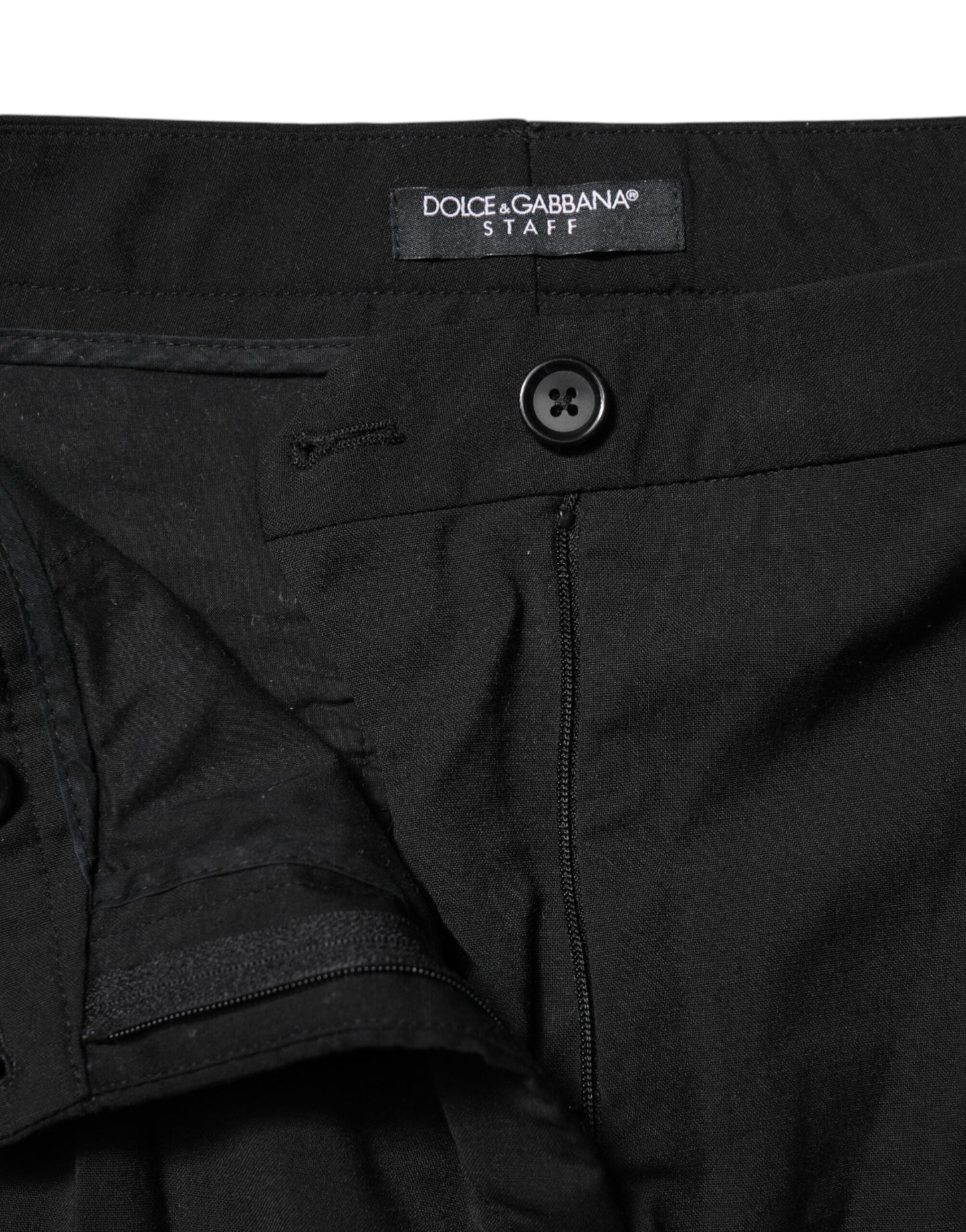 Dolce & Gabbana Black STAFF Mid Waist Tapered Pants
