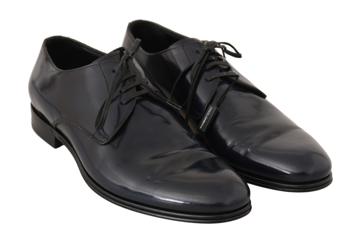 Dolce & Gabbana Elegant Dark Blue Leather Derby Dress Shoes