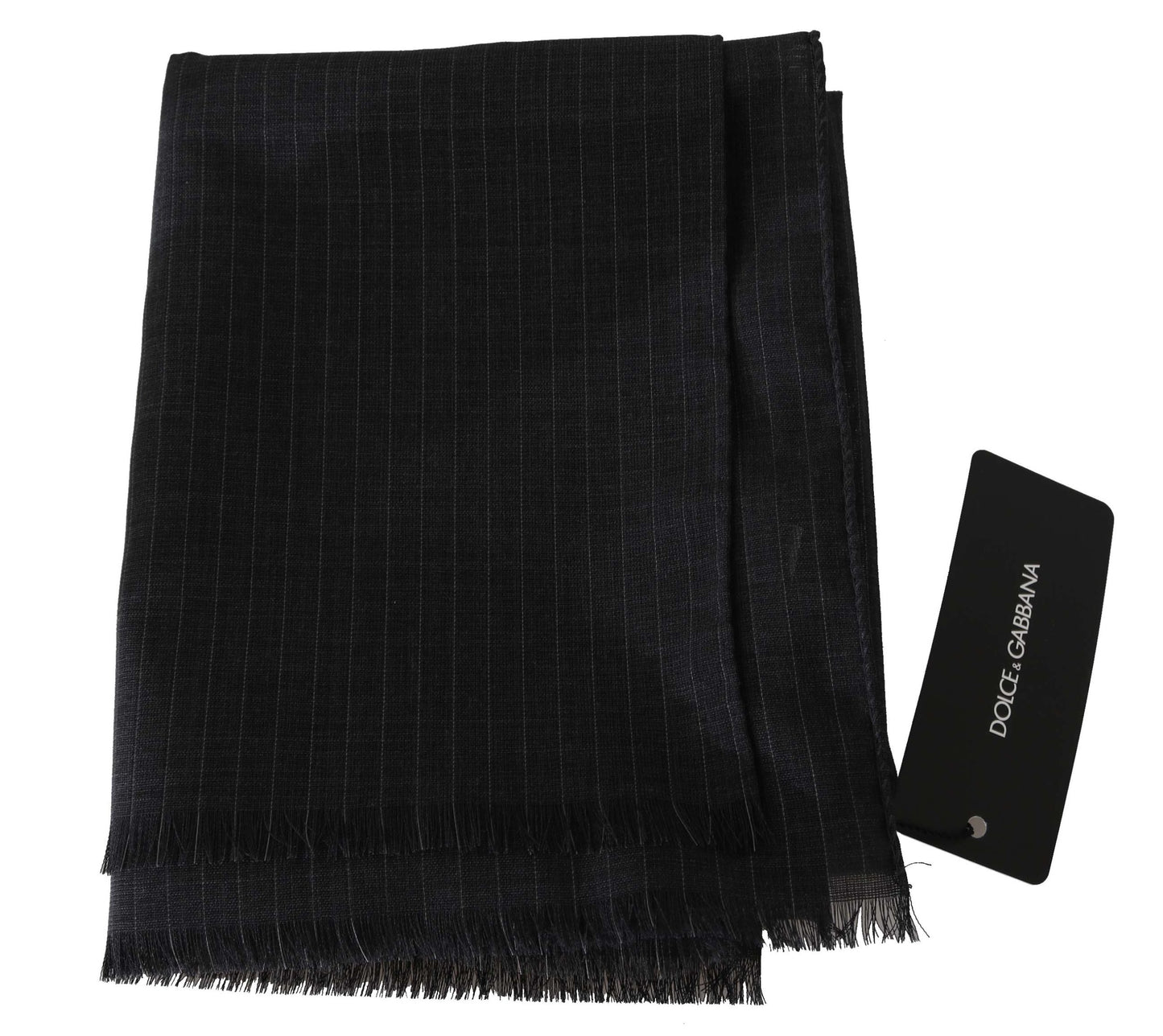 Dolce & Gabbana Elegant Gray Striped Wool Men's Scarf - KALAJ