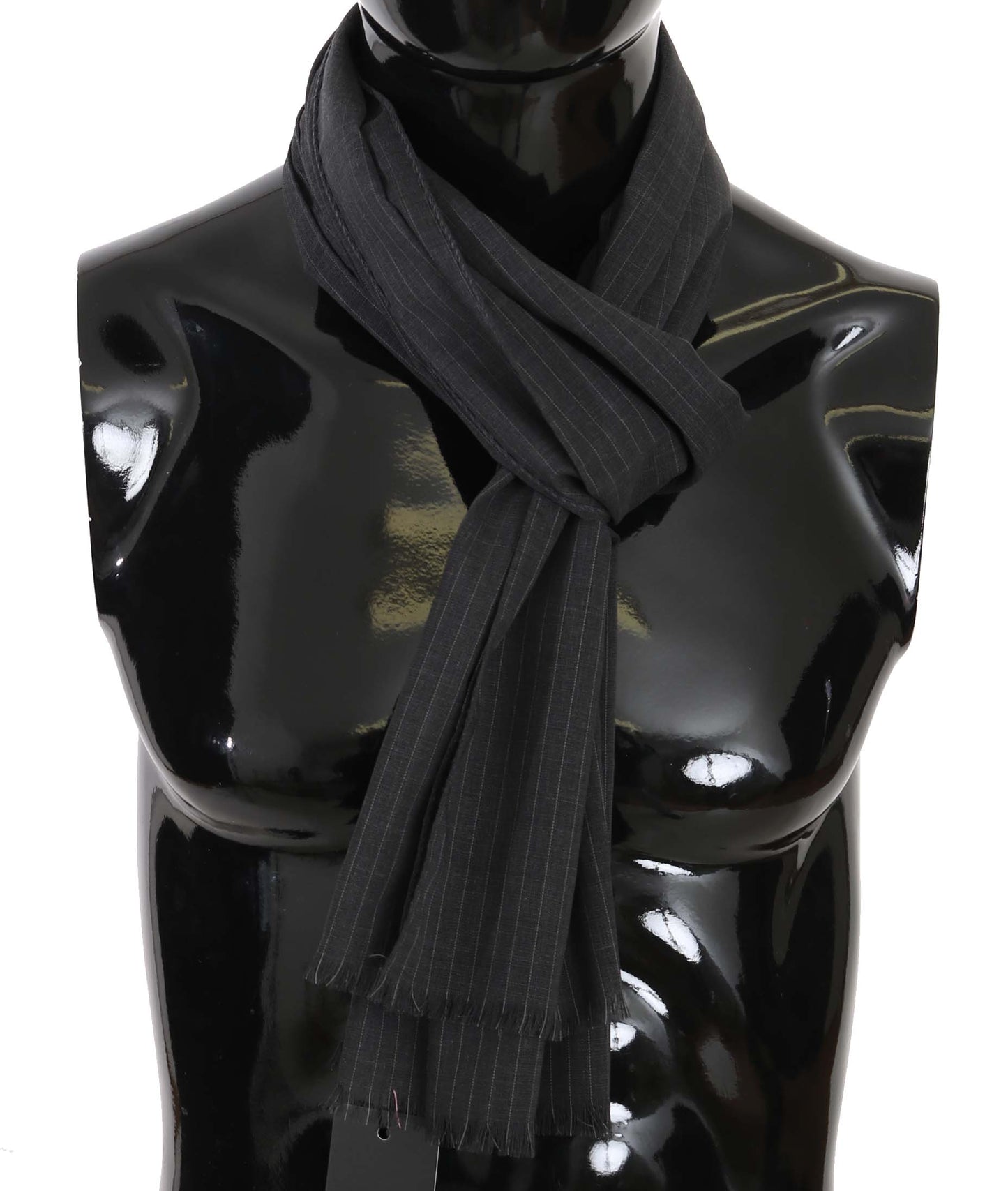 Dolce & Gabbana Elegant Gray Striped Wool Men's Scarf - KALAJ