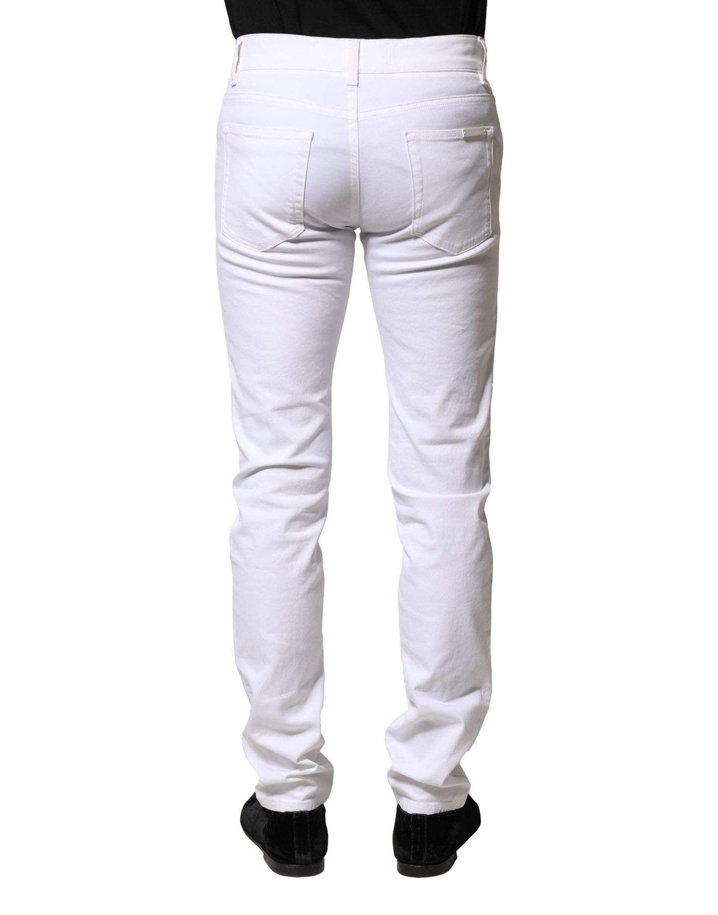 Dolce & Gabbana White Cotton Skinny Men Denim Jeans