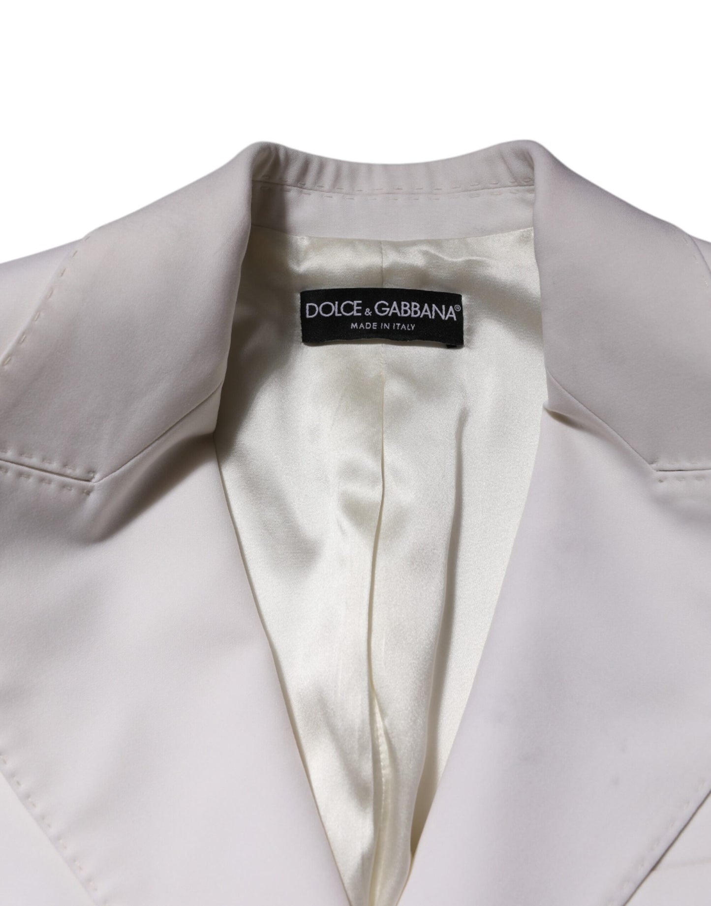 Dolce & Gabbana White Wool Single Breasted Women Coat Jacket