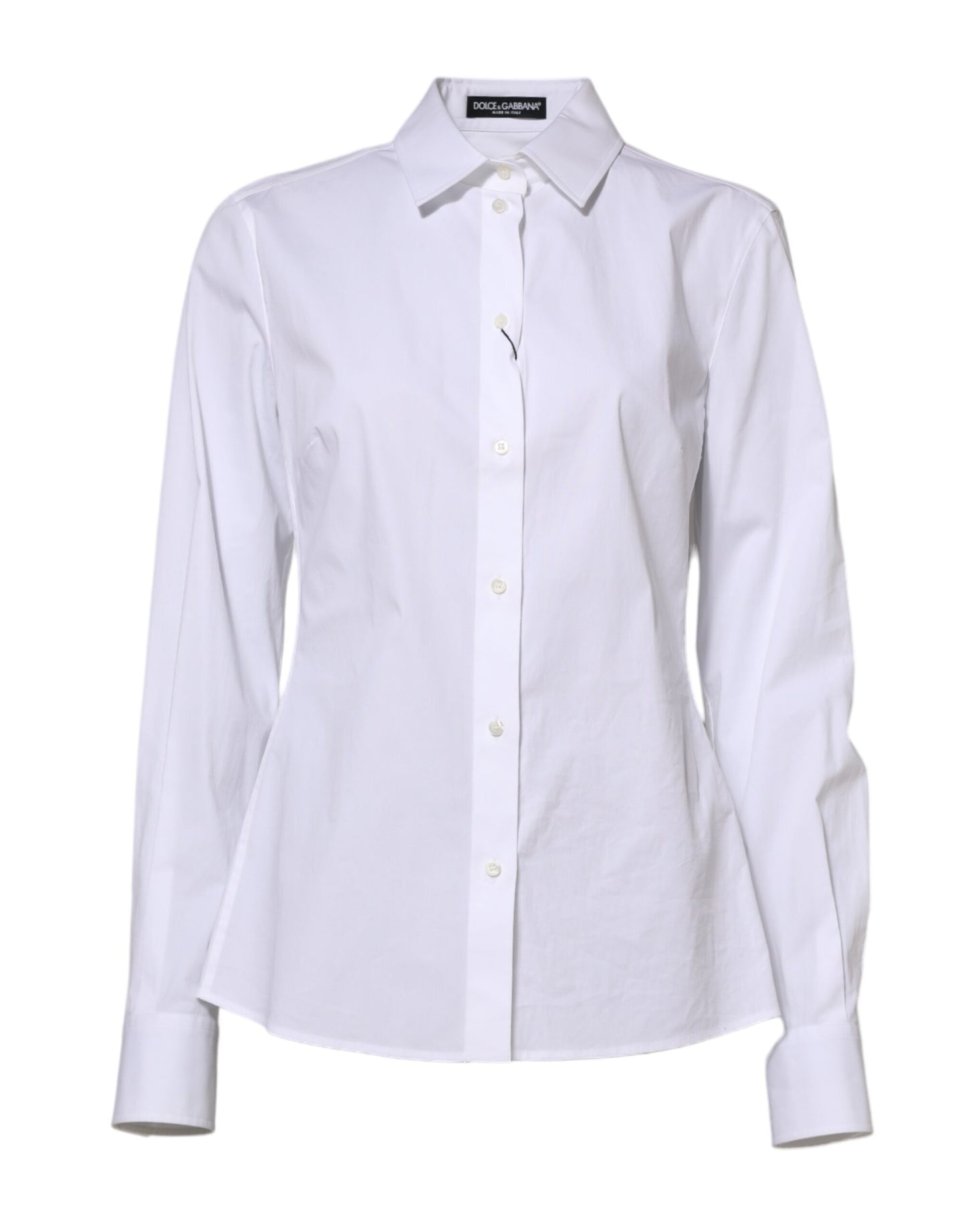 Dolce & Gabbana White Cotton Long Sleeves Collared Shirt Top