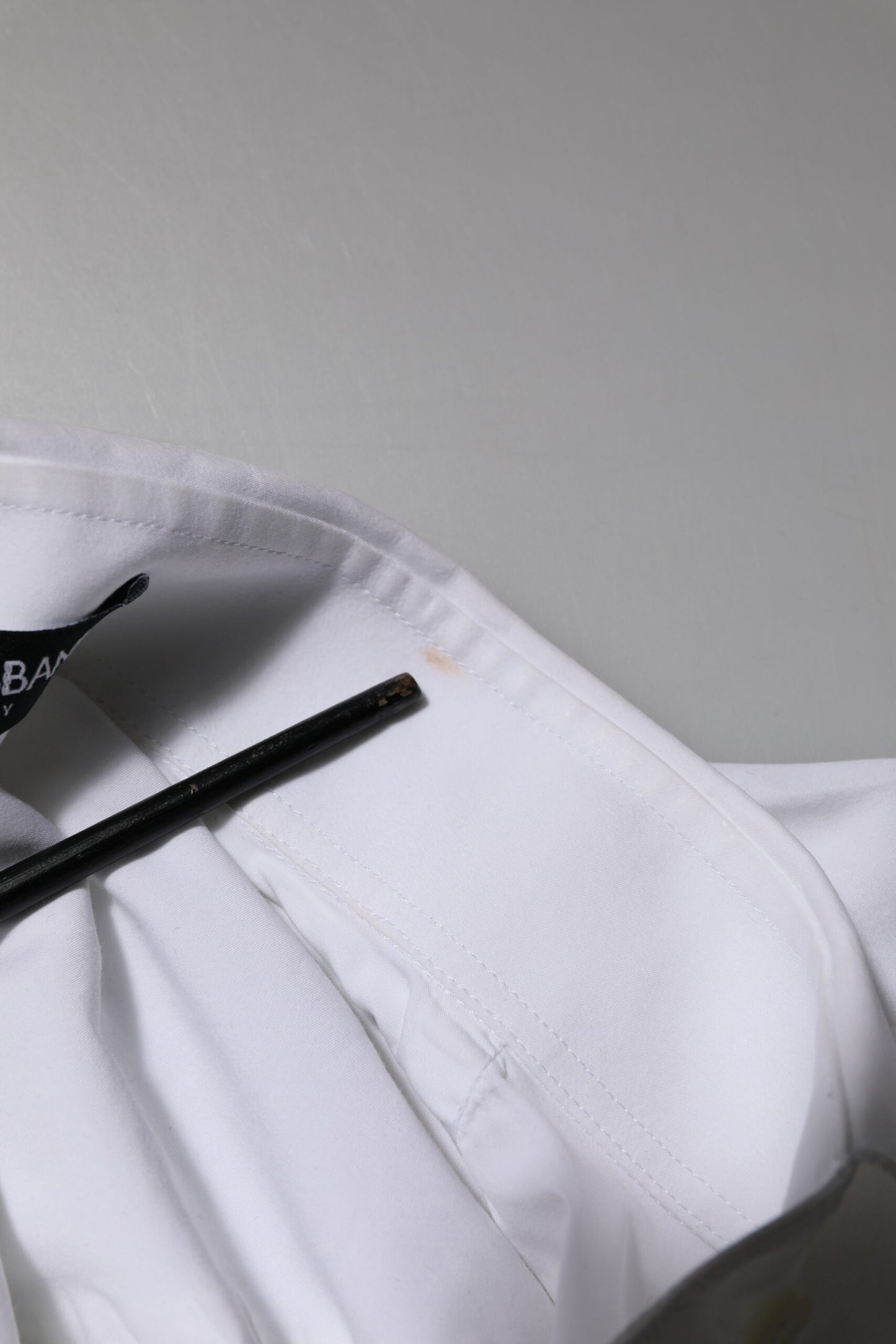 Dolce & Gabbana White Rose Embroidery Collared Shirt Top