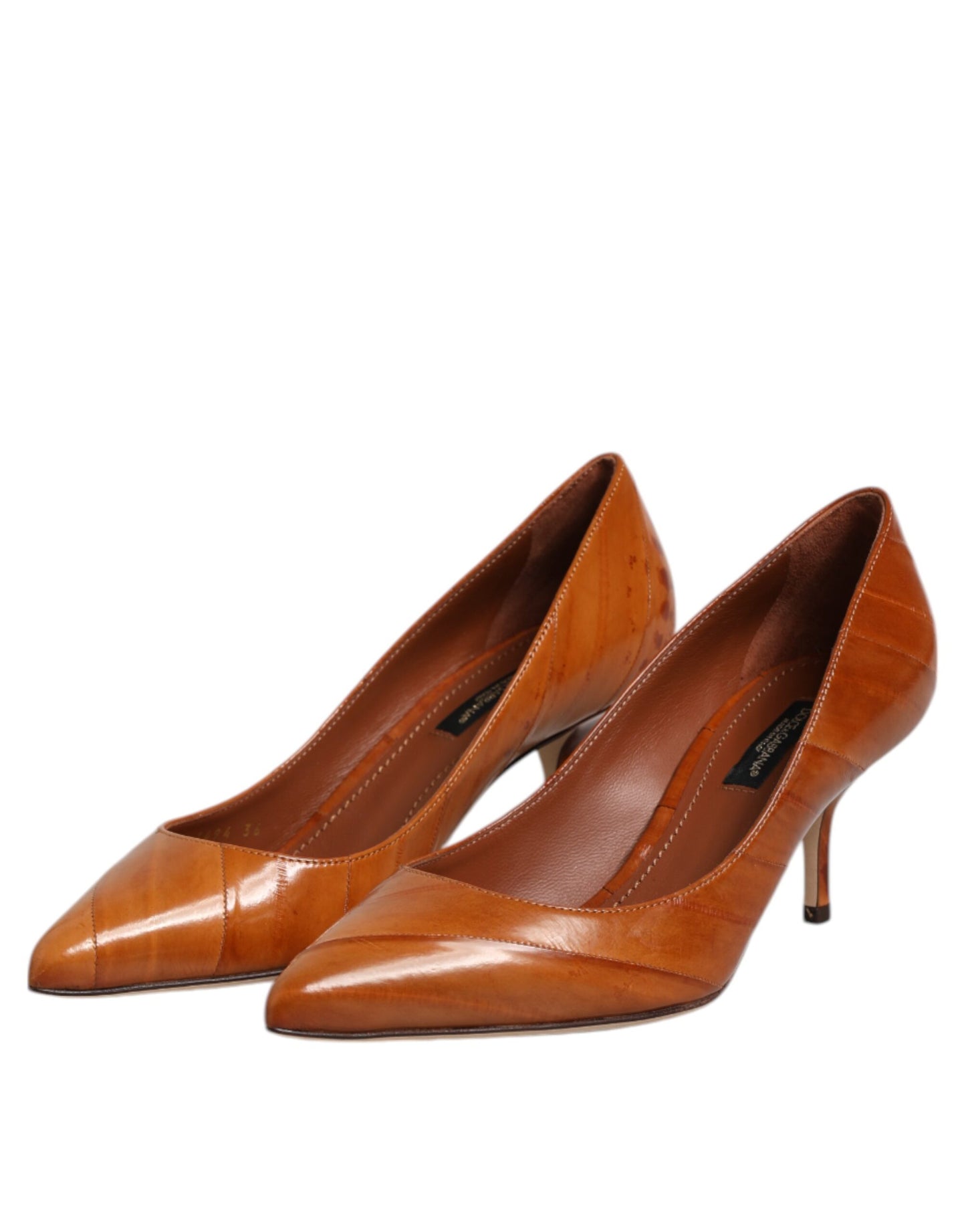 Dolce & Gabbana Brown Leather Stiletto Heel Pumps Shoes