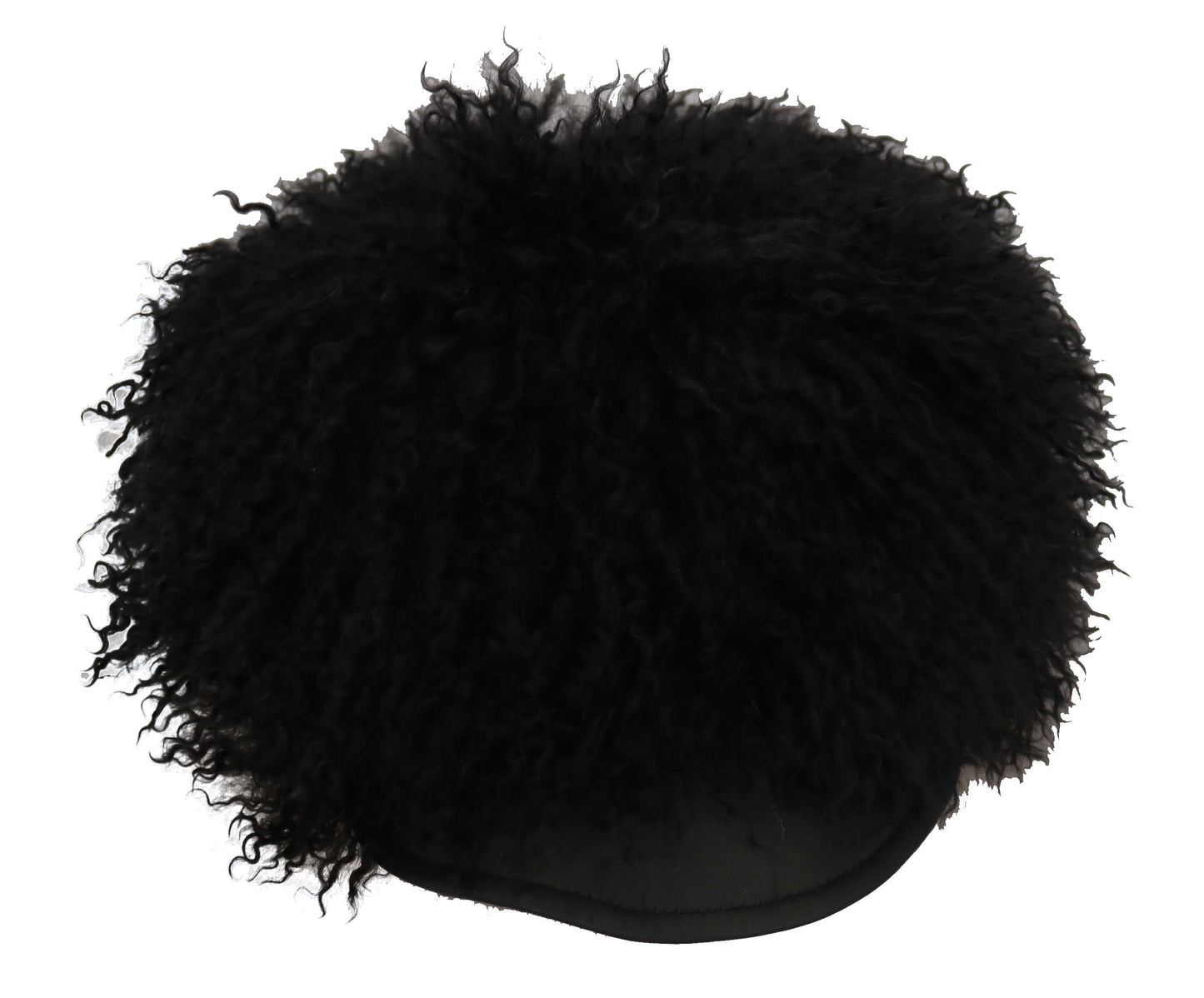 Dolce & Gabbana Chic Black Gatsby Cap in Tibet Lamb Fur - KALAJ