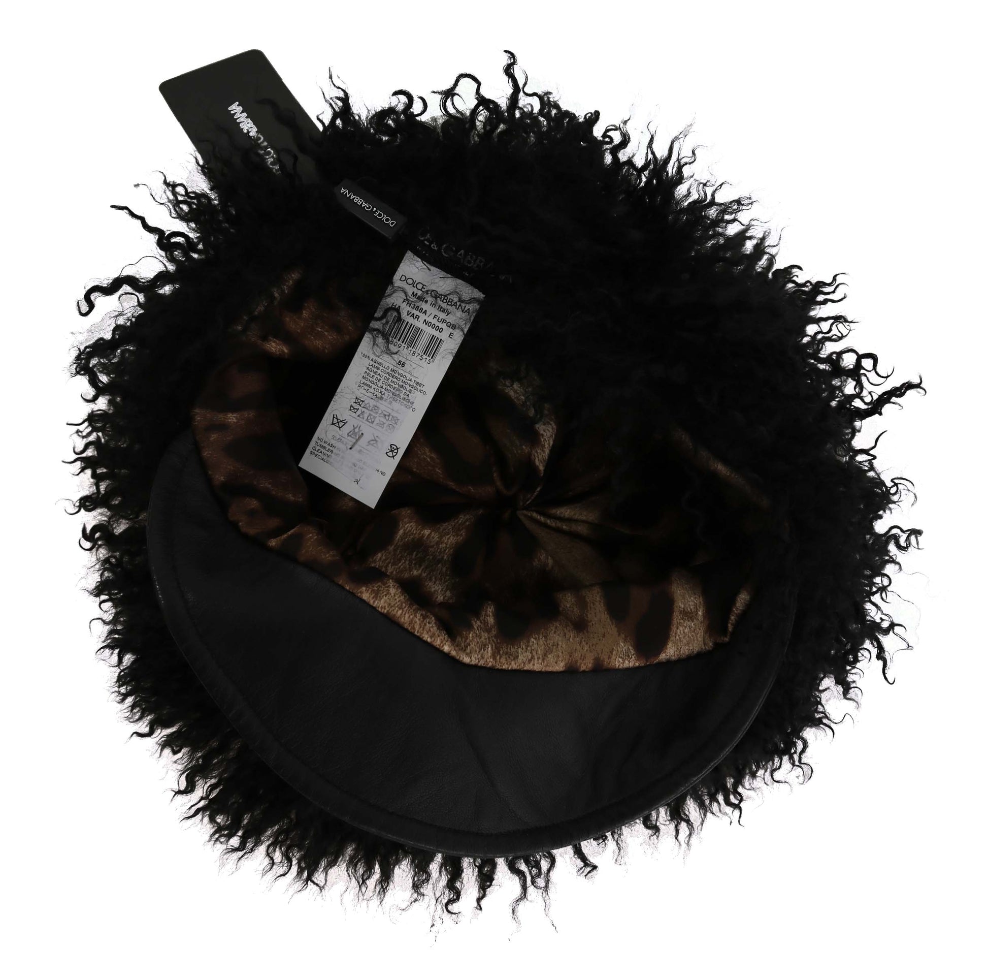 Dolce & Gabbana Chic Black Gatsby Cap in Tibet Lamb Fur - KALAJ