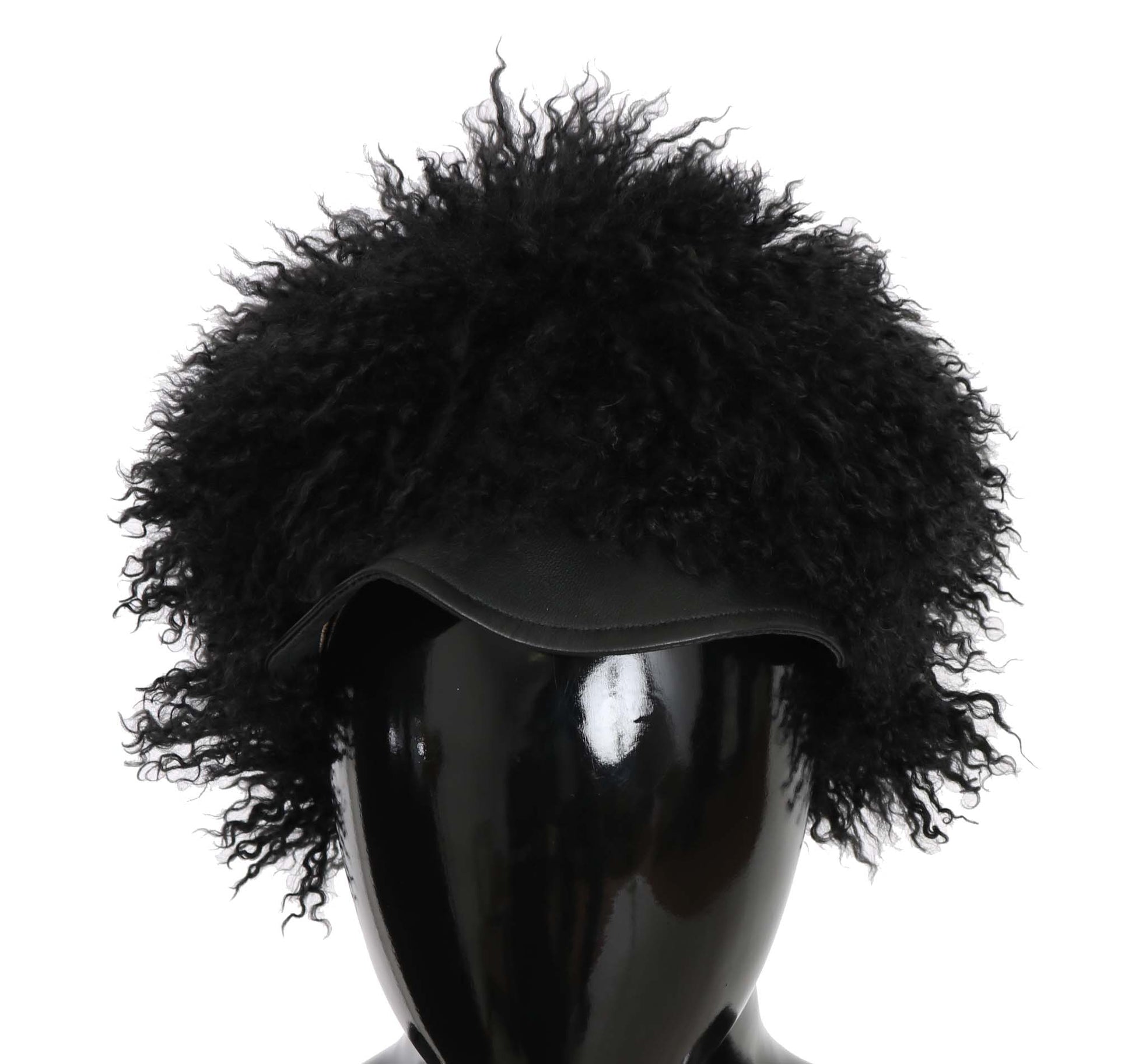 Dolce & Gabbana Chic Black Gatsby Cap in Tibet Lamb Fur - KALAJ