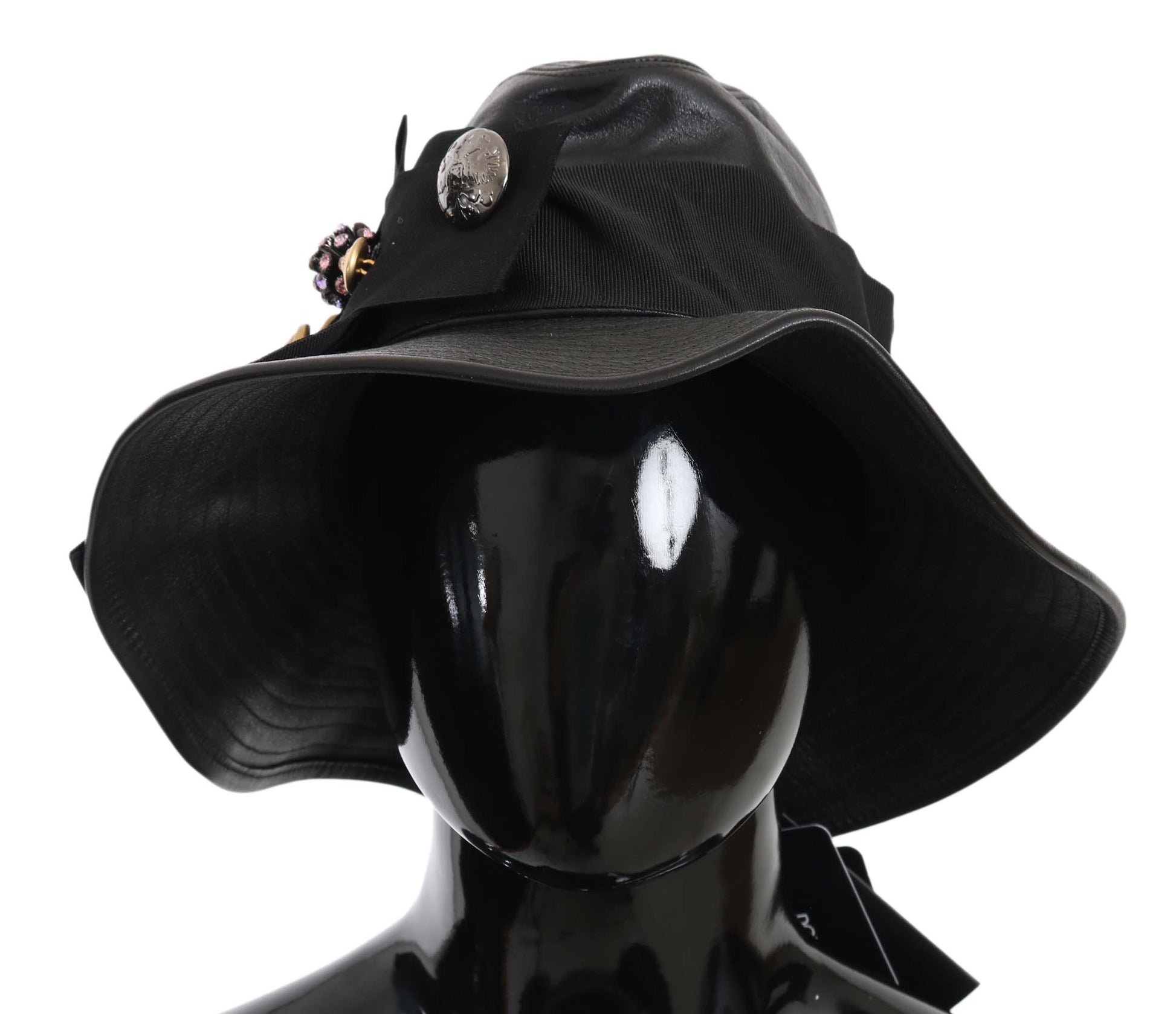 Dolce & Gabbana Elegant Black Leather Cloche Cap - KALAJ