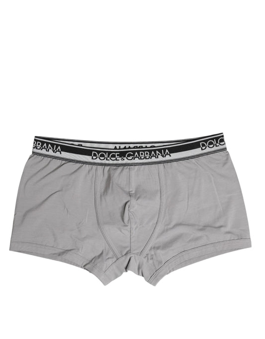 Dolce & Gabbana Gray Cotton Stretch Regular Boxer Underwear