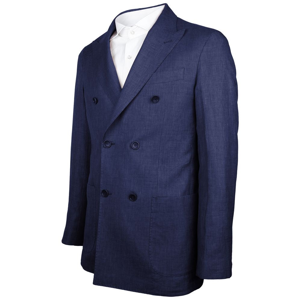 Made in Italy Blue Linen Blazer