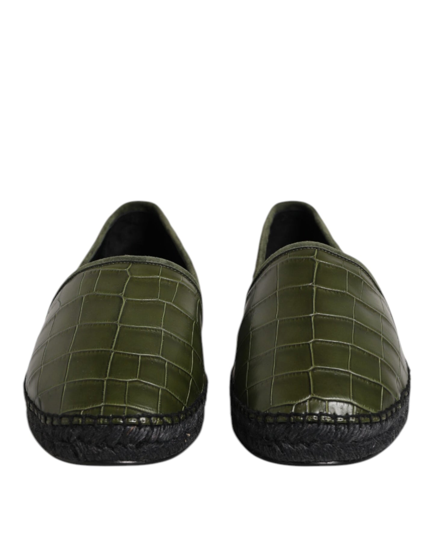 Dolce & Gabbana Green Exotic Leather Espadrilles Slip On Shoes