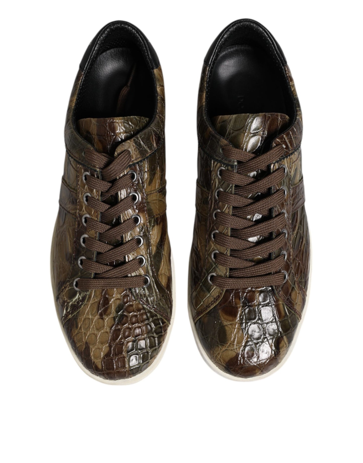 Dolce & Gabbana Brown Exotic Leather Low Top Sneakers Shoes