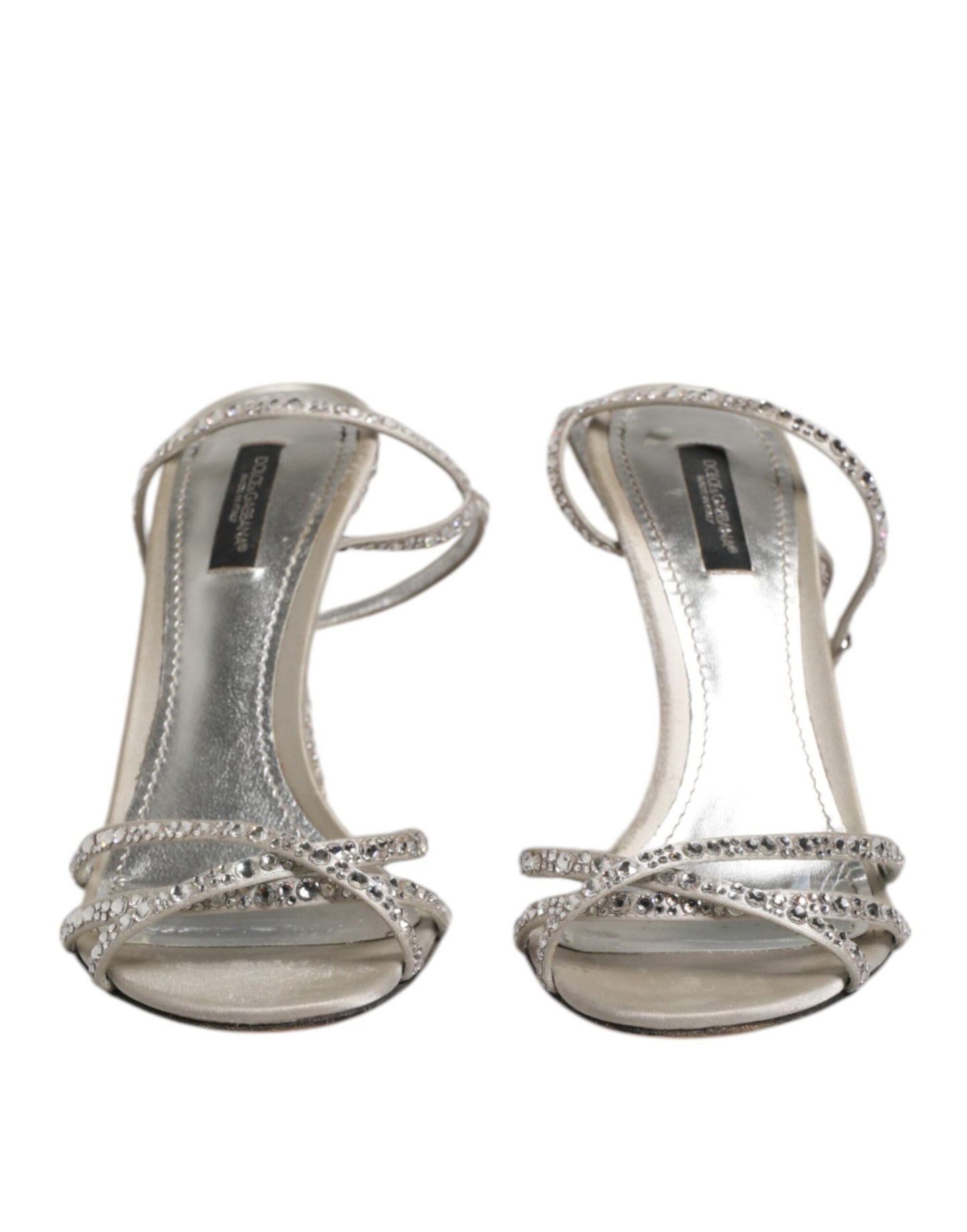 Dolce & Gabbana Silver Strass Ankle Strap KEIRA Sandals Shoes