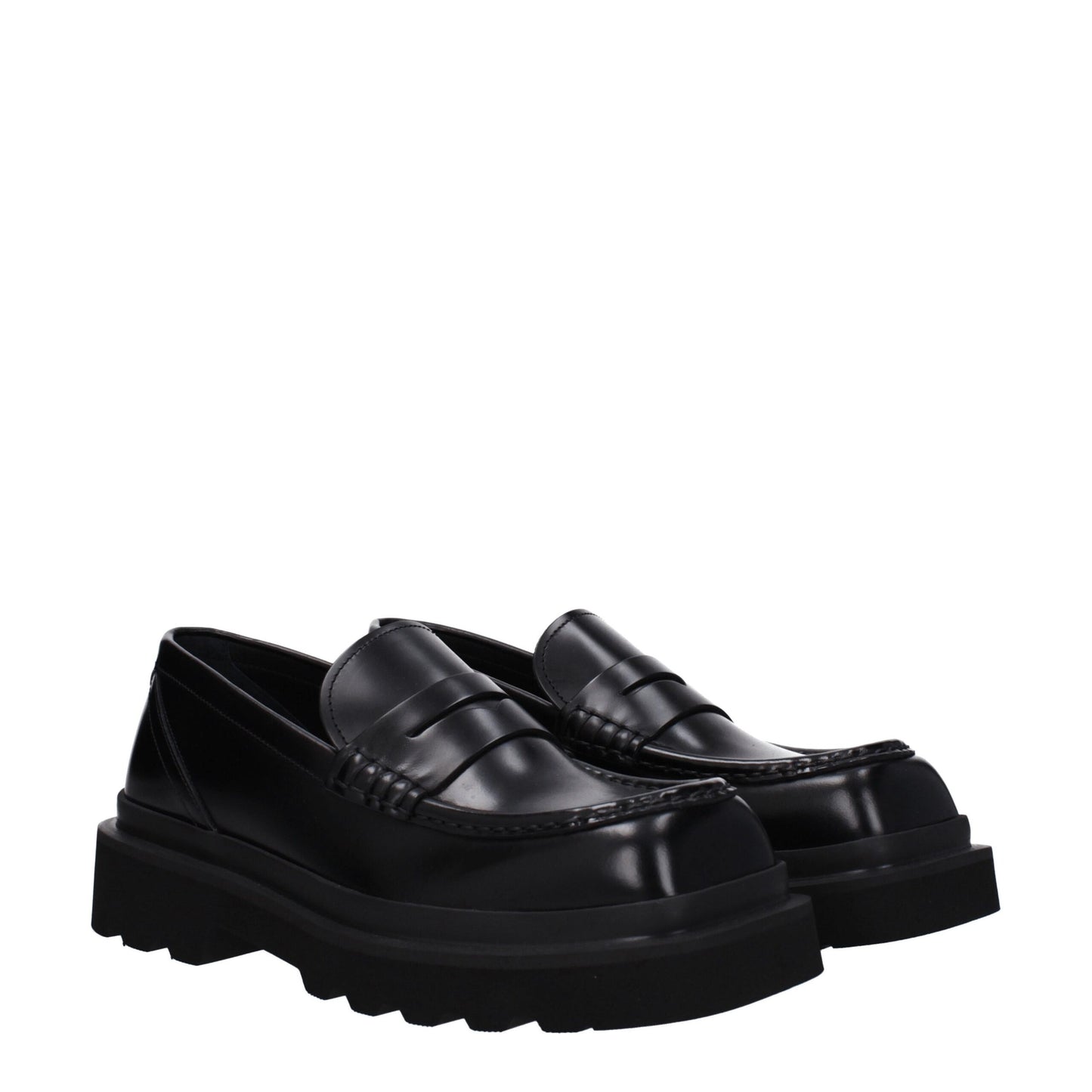 Dolce & Gabbana Black Leather Slip-On Loafers