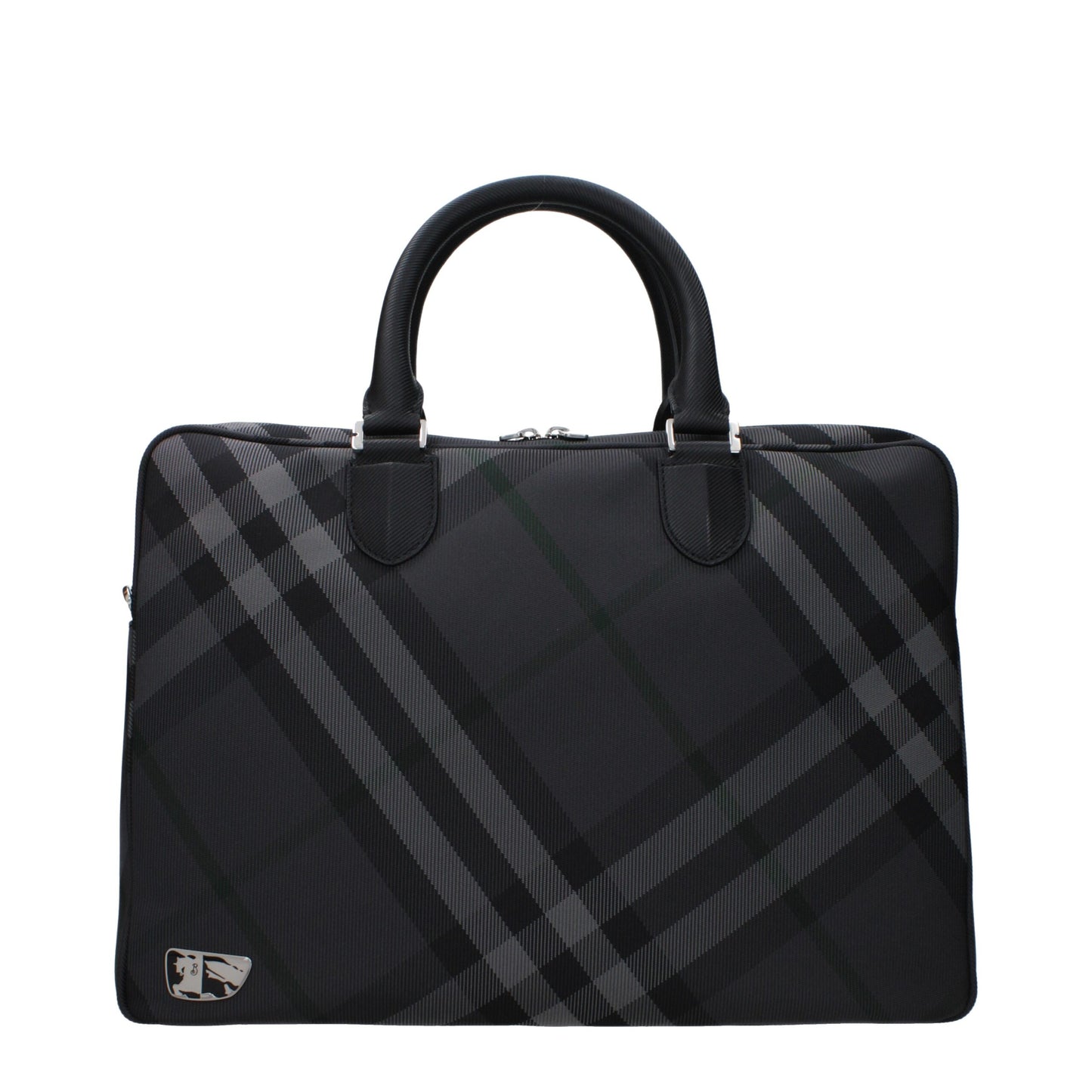 Burberry Gray Fabric Business And Laptop Bag