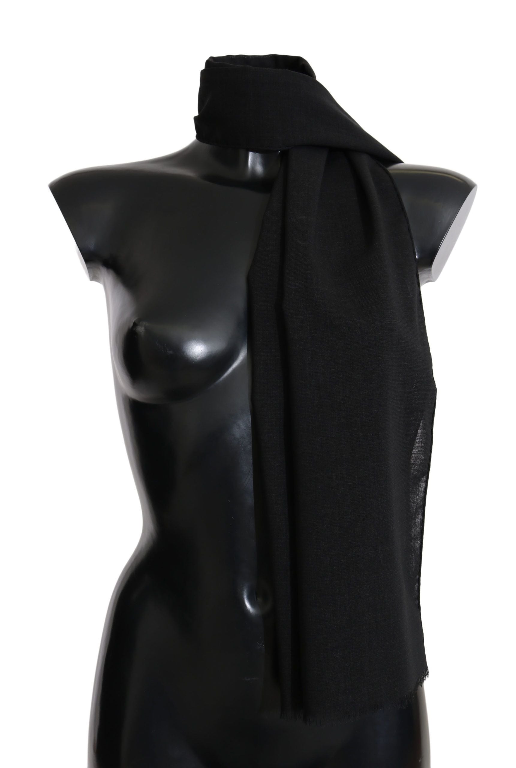 Dolce & Gabbana Elegant Black Wool Blend Scarf - KALAJ