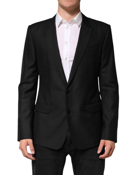 Dolce & Gabbana Black Wool Single Breasted Jacket Blazer