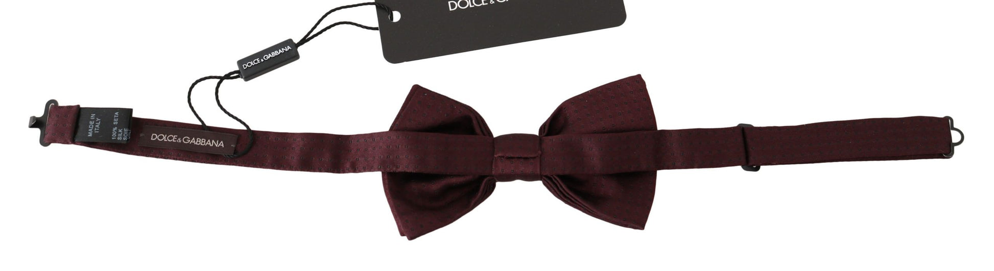 Dolce & Gabbana Elegant Maroon Silk Polka Dot Bow Tie - KALAJ