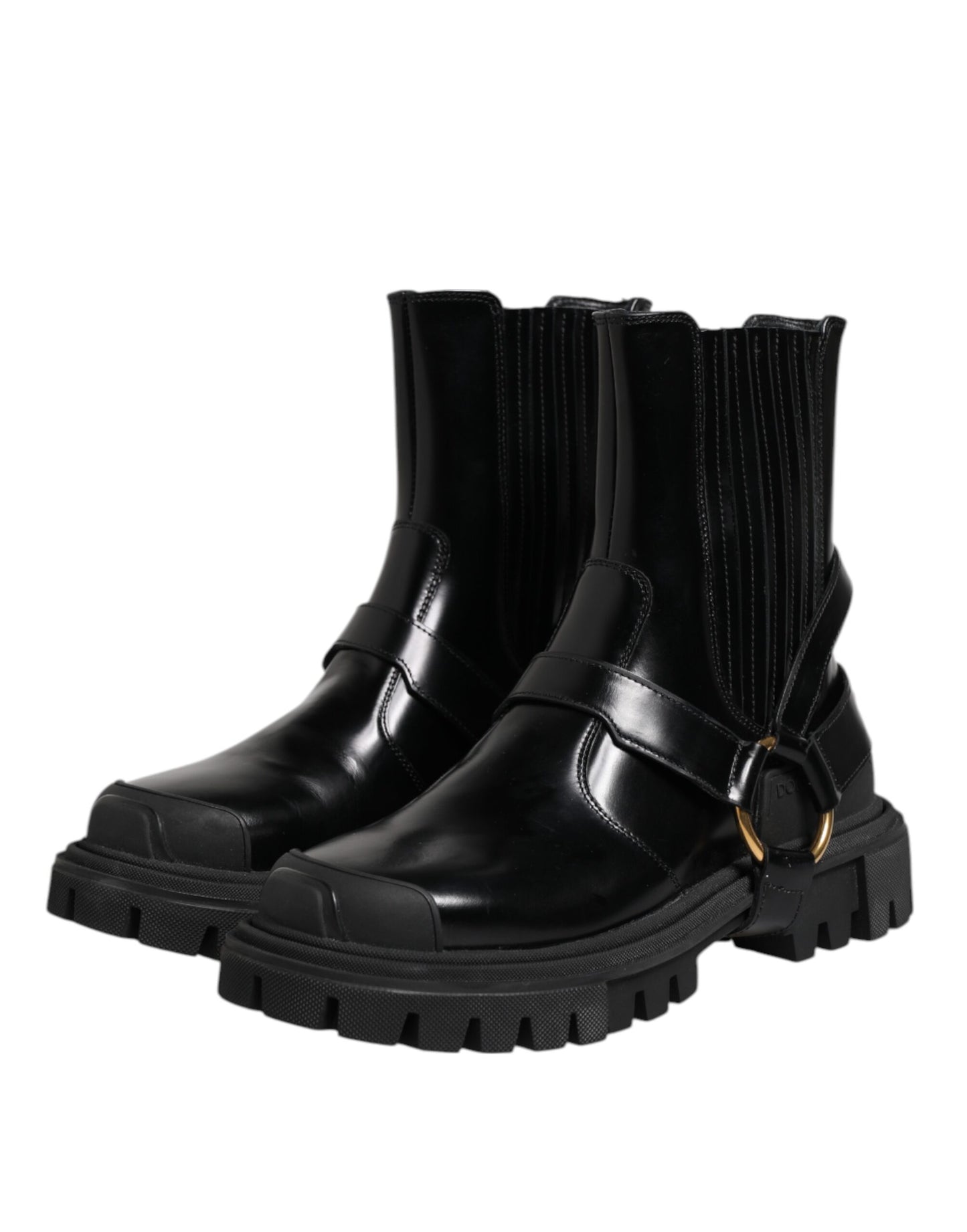 Dolce & Gabbana Black Leather Chelsea Men Short Boots Shoes