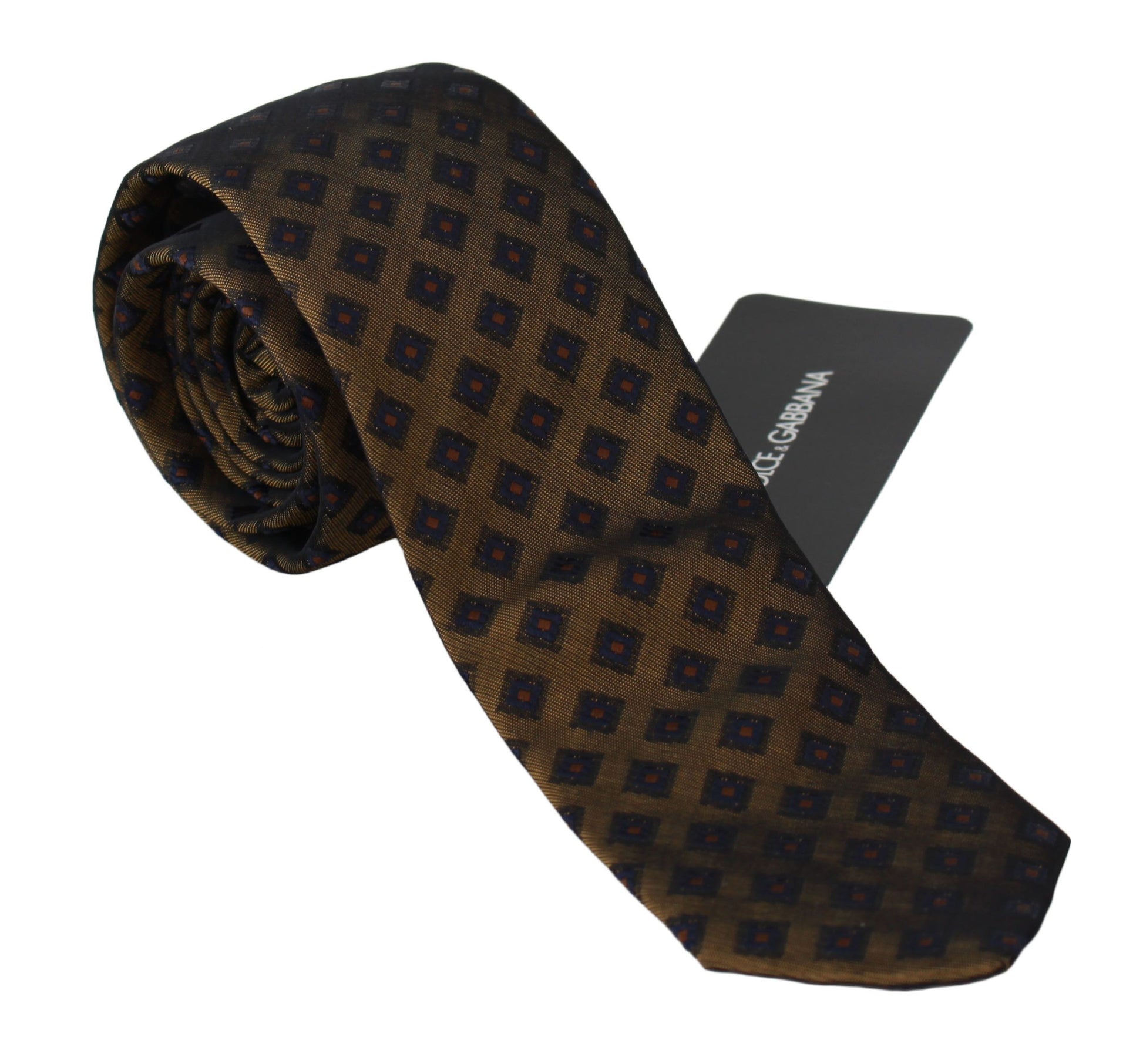 Dolce & Gabbana Elegant Brown Patterned Silk Blend Necktie - KALAJ