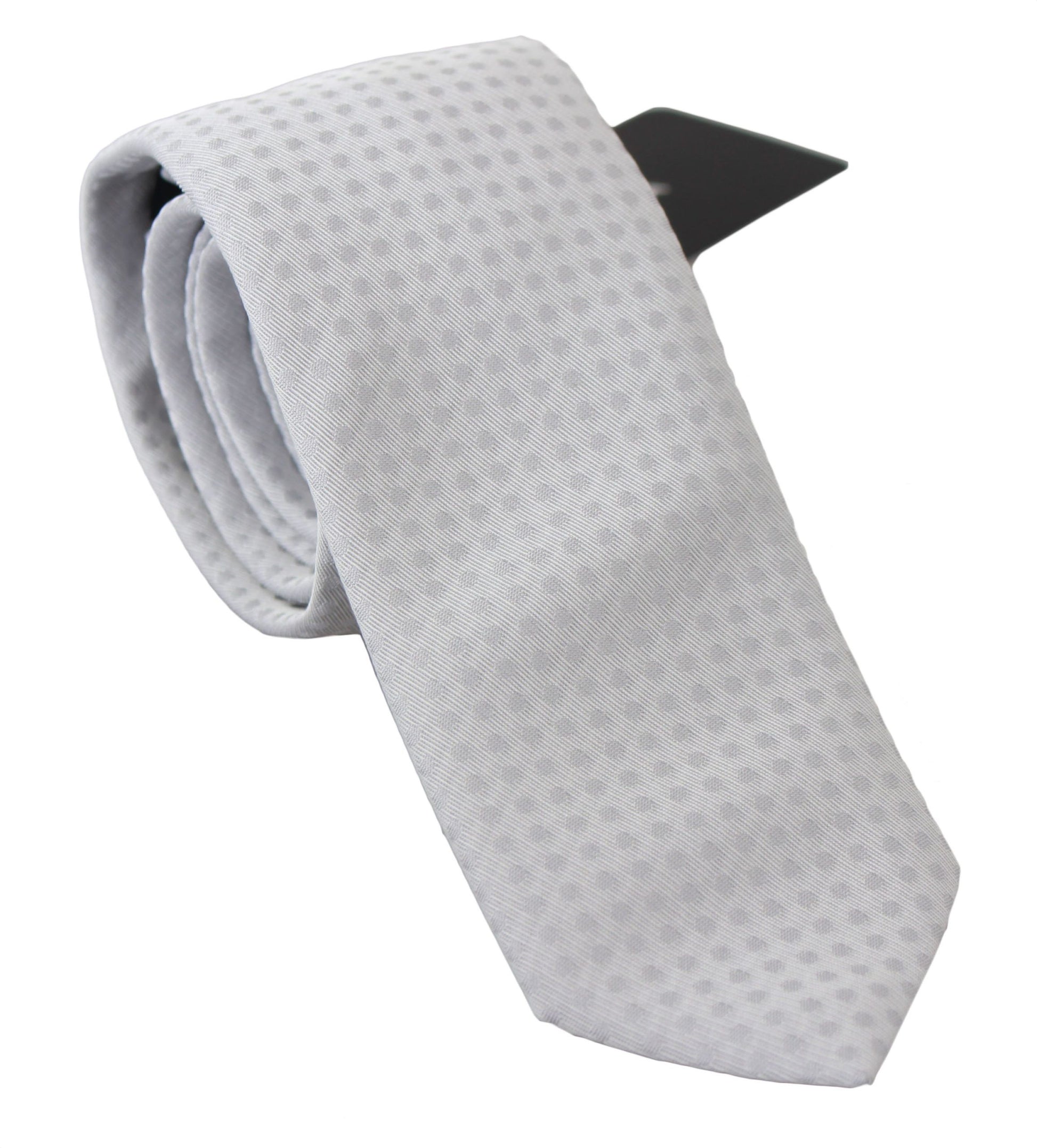 Dolce & Gabbana Elegant White Patterned Silk Blend Neck Tie - KALAJ