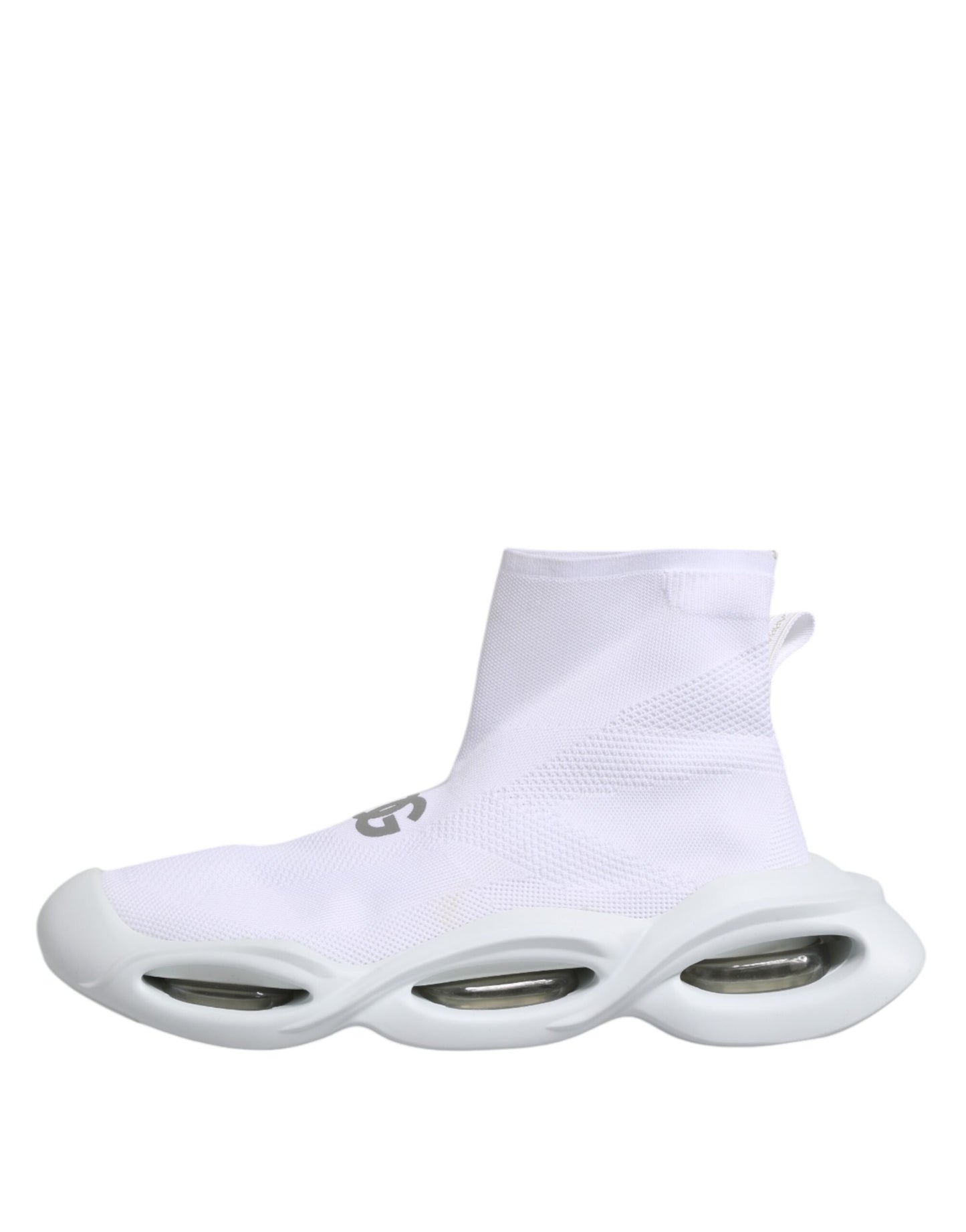 Dolce & Gabbana White Silver Slip On Wave Socks Sneakers Shoes