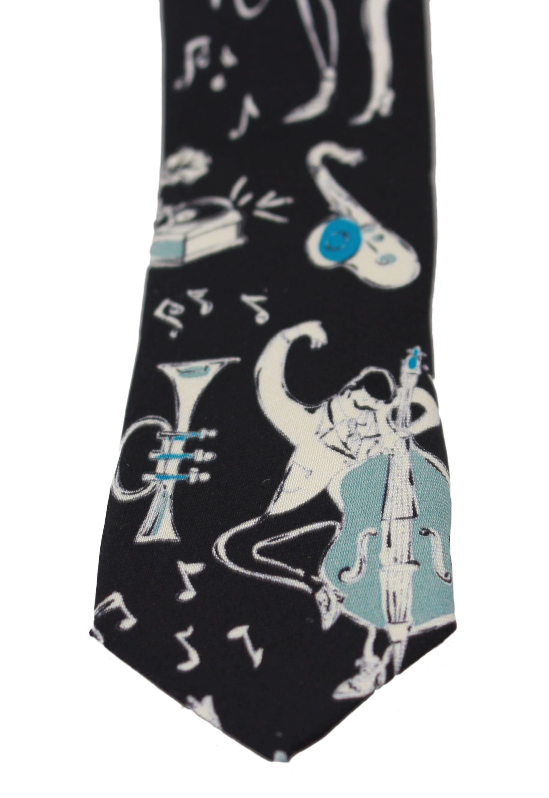 Dolce & Gabbana Elegant Black Music Pattern Silk Neck Tie - KALAJ