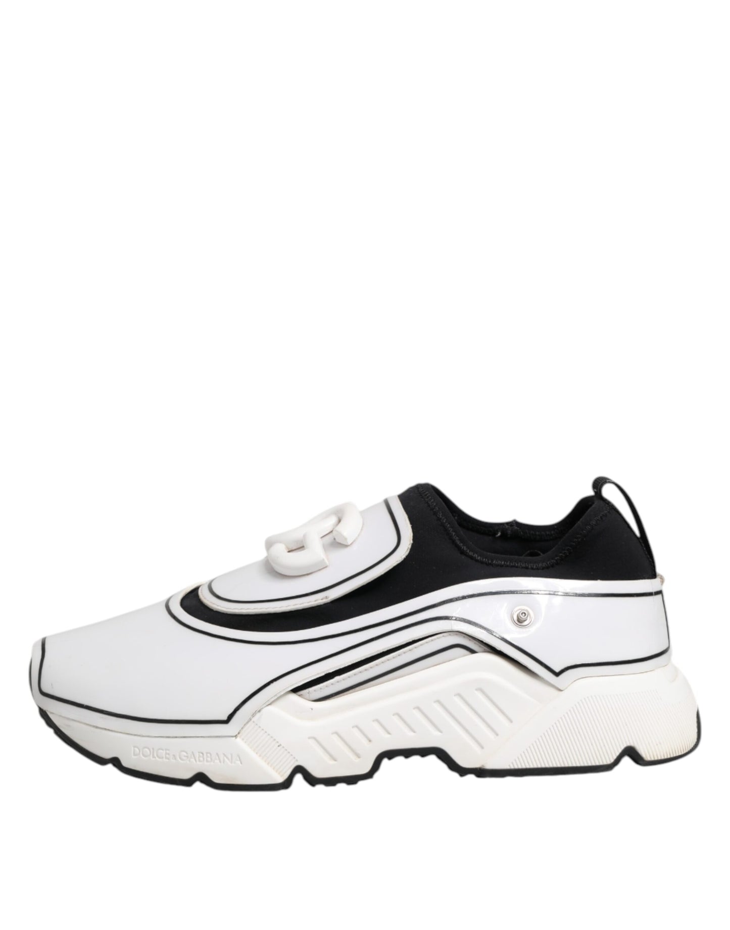 Dolce & Gabbana White Black Logo Plaque Daymaster Men Sneakers Shoes