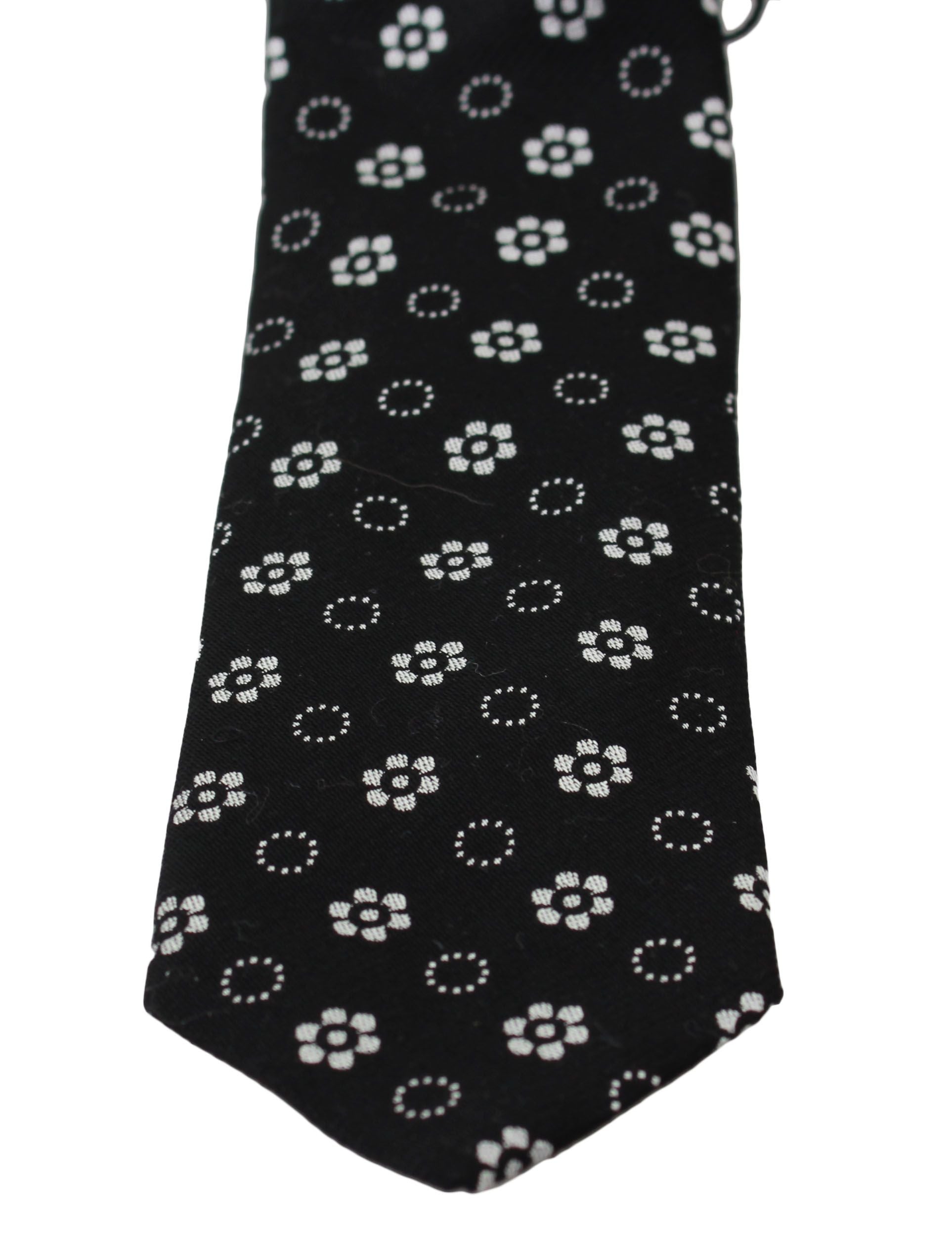 Dolce & Gabbana Elegant Black Floral Silk Necktie - KALAJ