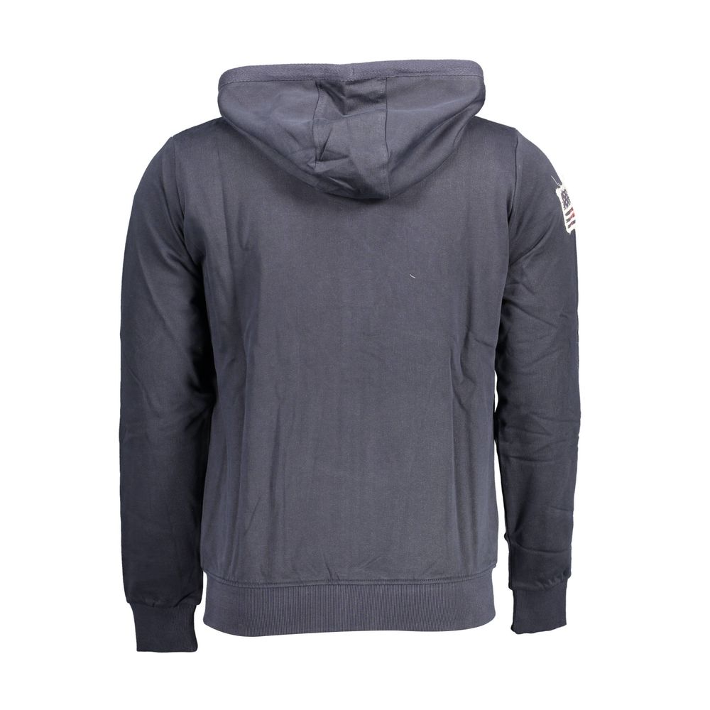 U.S. POLO ASSN. "Blue Cotton Men Sweater with Embroidered Zip and Pockets"