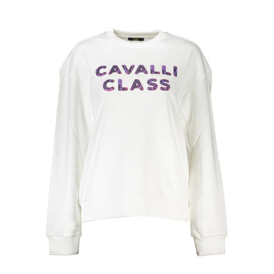 Cavalli Class White Cotton Sweatshirt