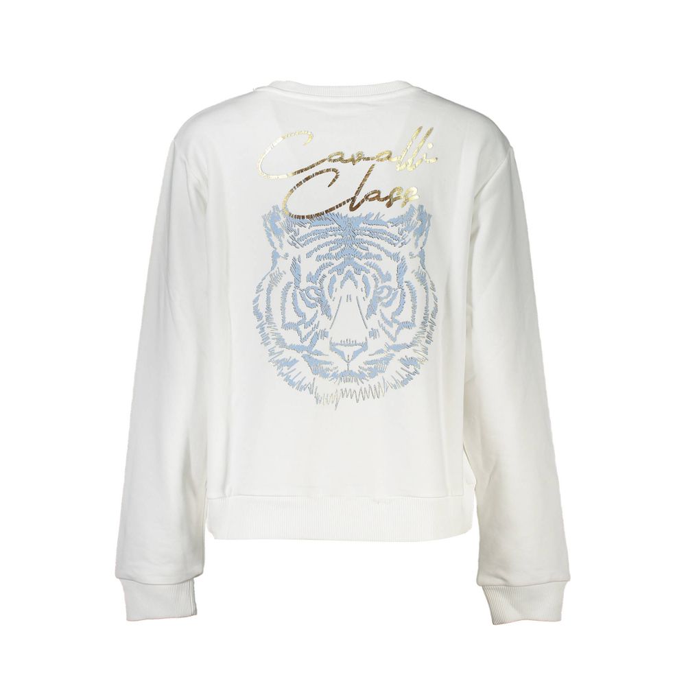 Cavalli Class White Cotton Sweatshirt