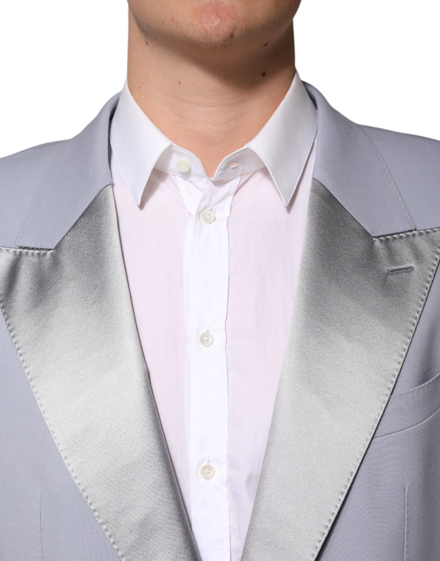 Dolce & Gabbana Gray Wool Single Breasted Men Suit Blazer