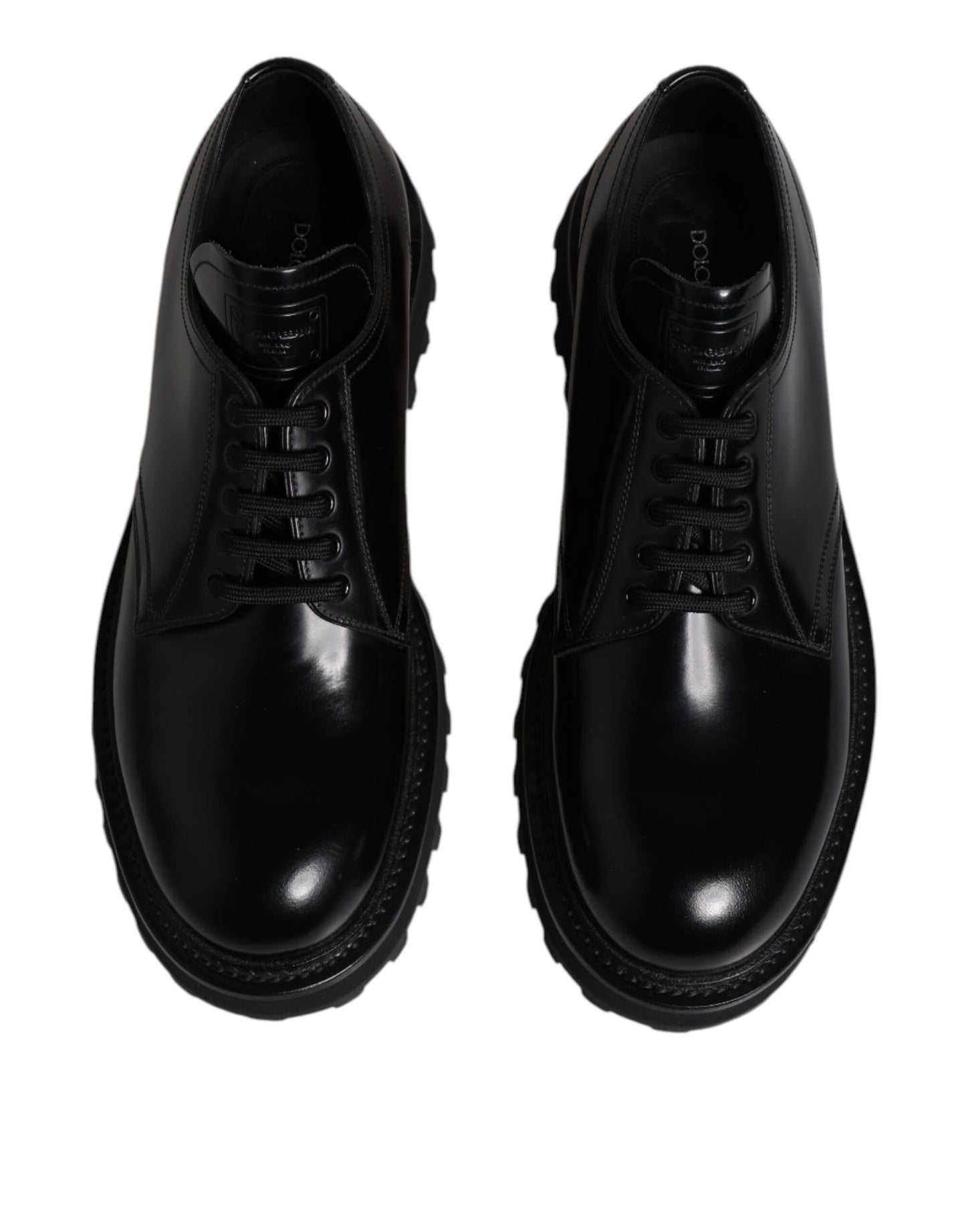 Dolce & Gabbana Black Leather Lace Up Trekking Dress Shoes