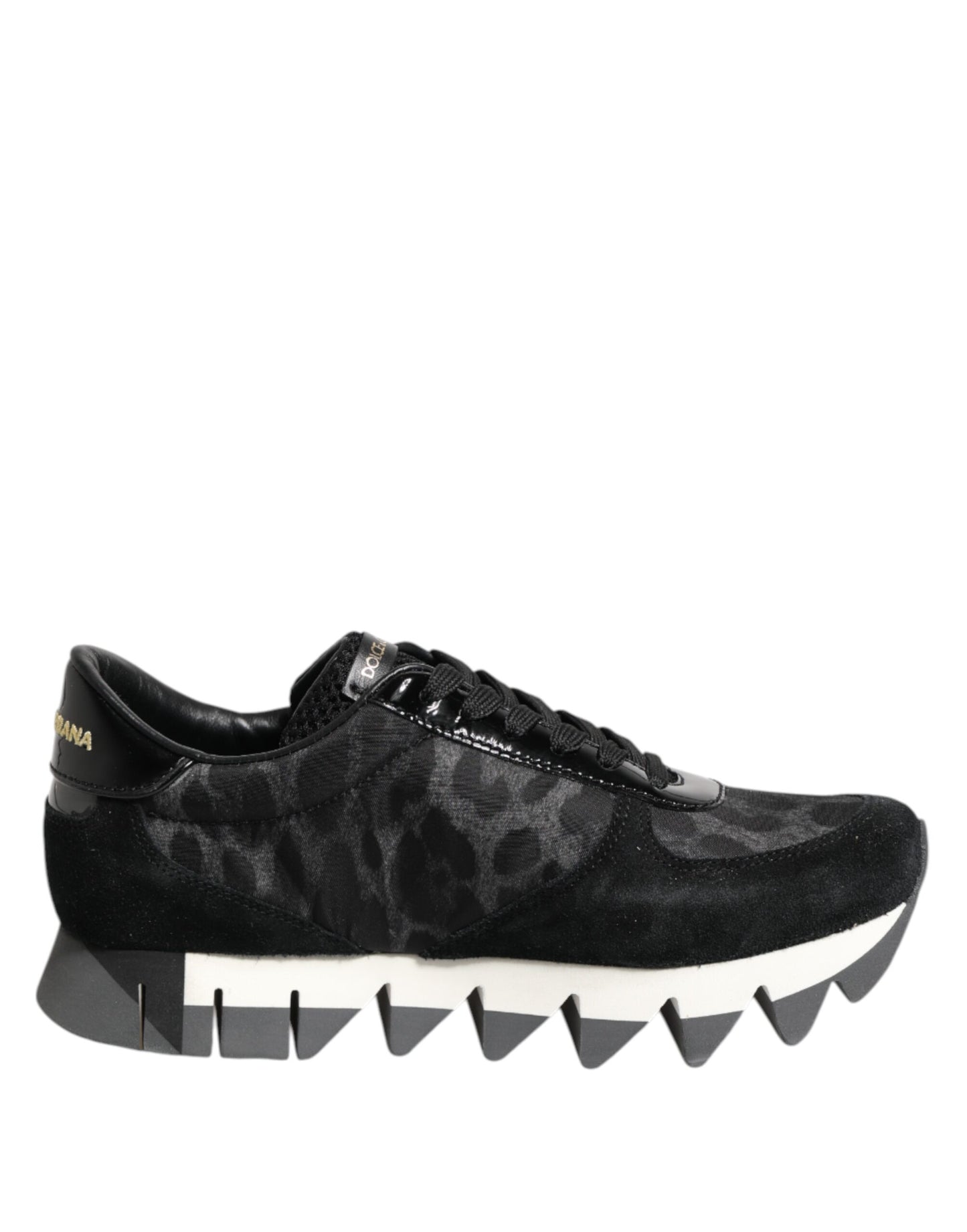 Dolce & Gabbana Black Gray Leopard Low Top Sneakers Shoes