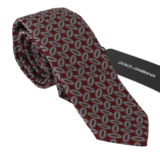 Dolce & Gabbana Elegant Red Printed Silk Neck Tie - KALAJ